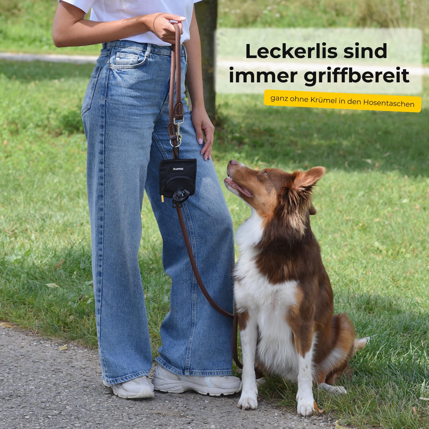 kleine Leckerlibeutel mit Kotbeutelspender – Magnetverschluss, Karabiner & Klett – kompakte Leckerlitasche für Hunde – Ideal für Hundetraining & Spaziergänge