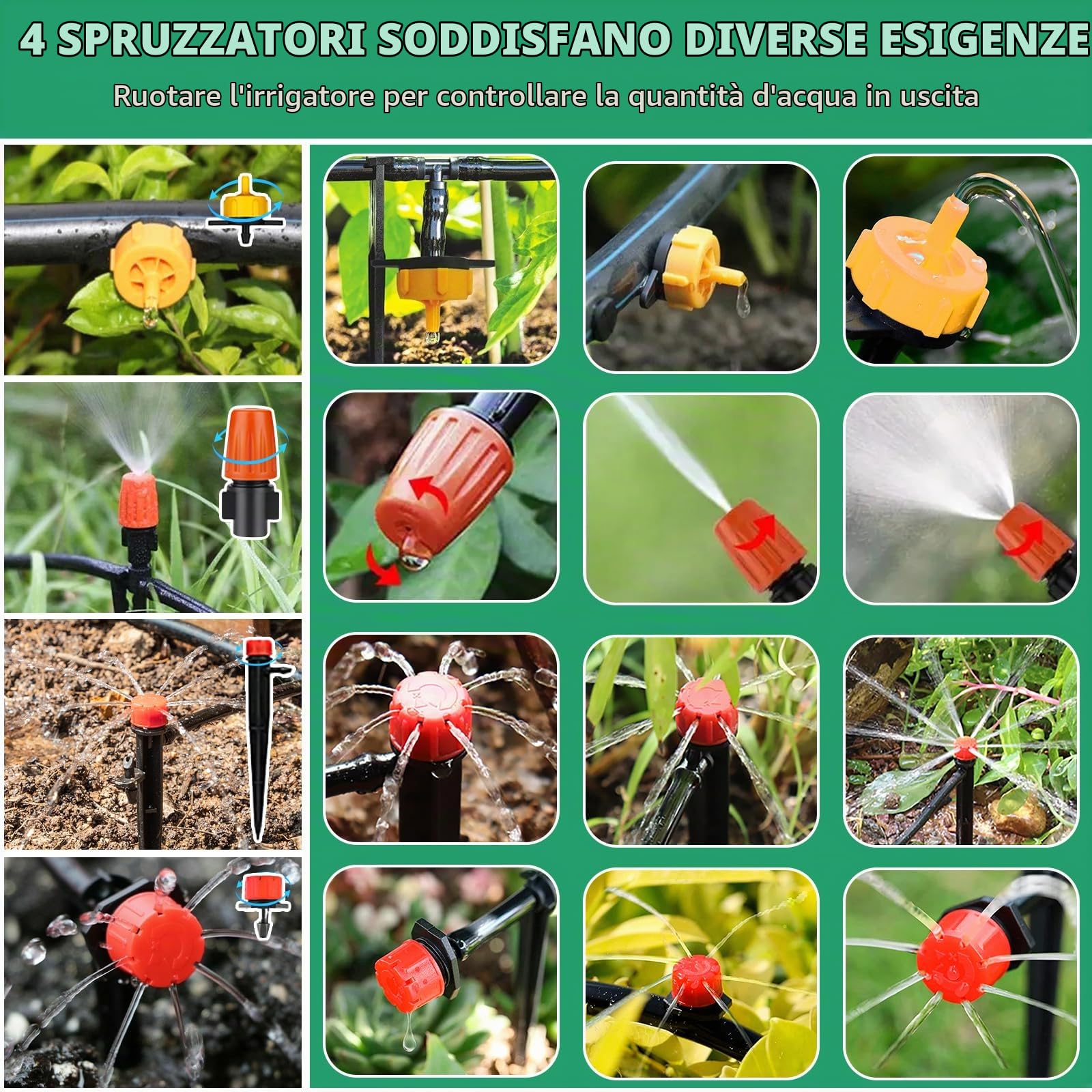 40M + 8M Kit di irrigazione a goccia,269 Pezzi DIY Micro Serra Automatica Sprinkler Gocce,Sistema di irrigazione da giardino,per piante da giardino,Giardino Irrigazione Kit.