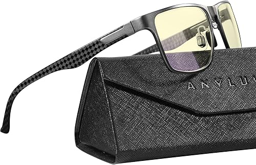 Miniatura 75 de ANYLUV Gafas de bloqueo de luz azul para hombre, gafas de juegos de computadora, ligeras, de metal Al-Mg, protección ocular antifatiga ocular