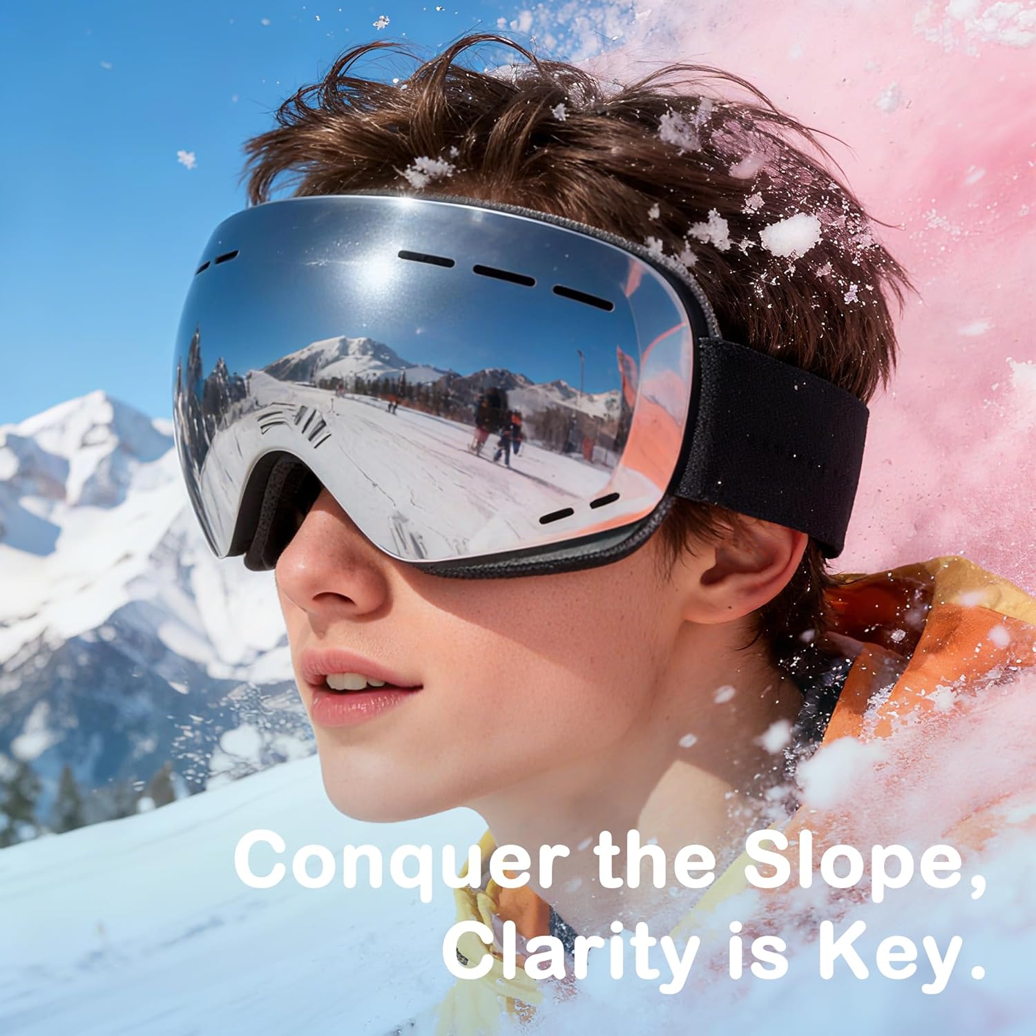 Napzy Ski Goggles for Adults - UV400 Anti-Fog OTG Snowboard Goggles for Men & Women Ski Gear Skiing Trip Must Haves