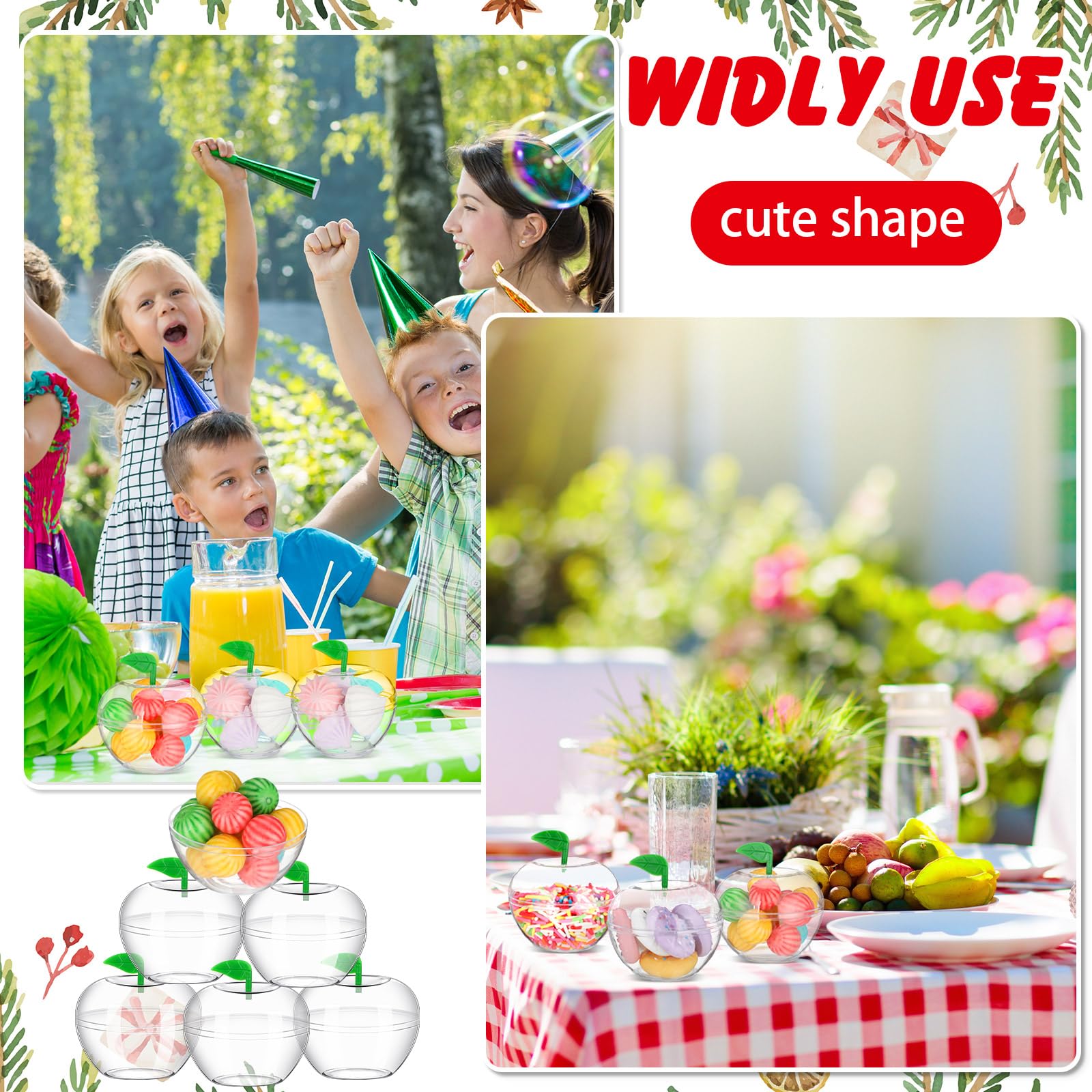 Lot De 4 Récipients Forme Pomme, Récipients En Plastique En Forme De Pomme Pour Bonbons Grand Récipient En Forme De Pomme Rouge Pour Cadeau