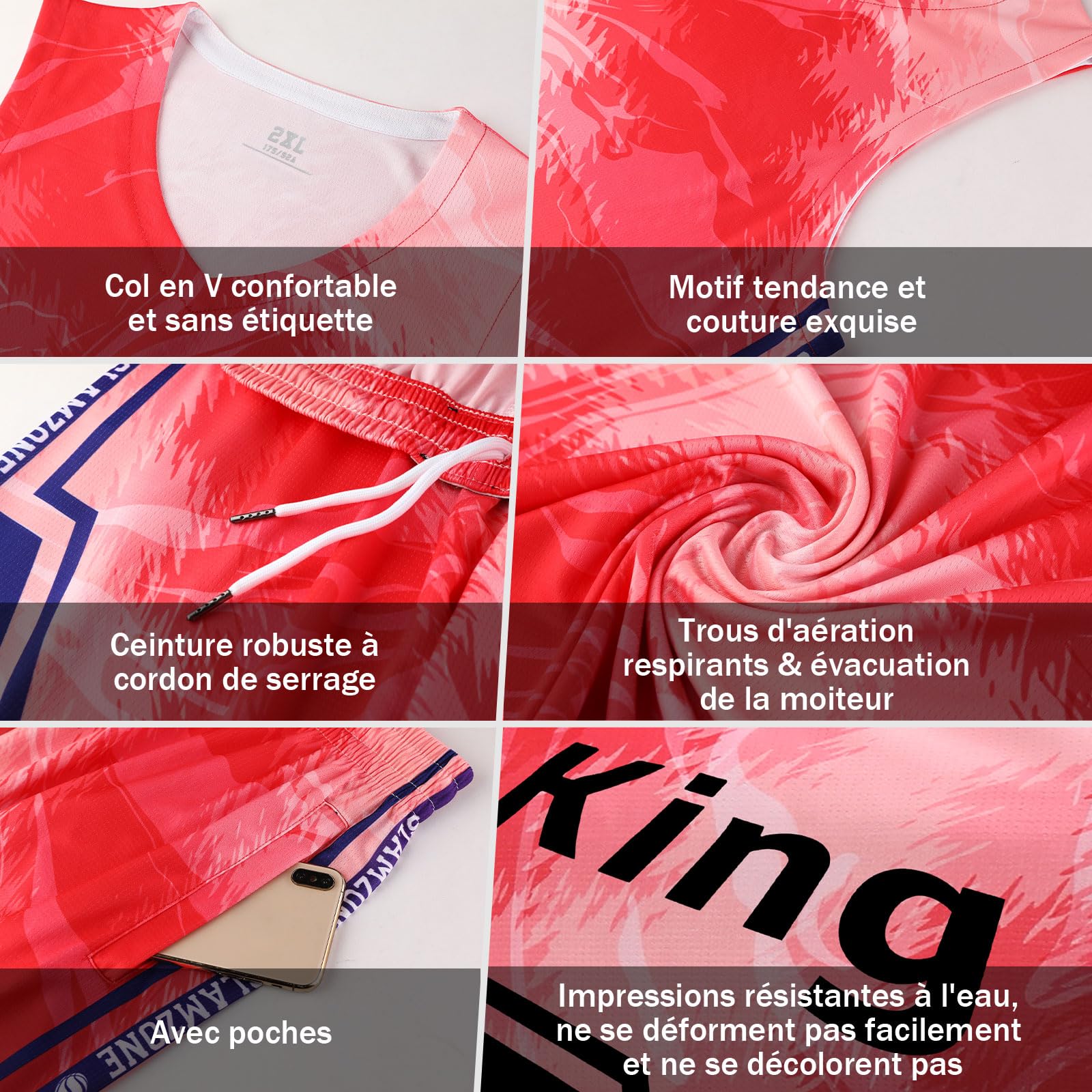 LAIFU Maillot de Basket personnalisé, pour Hommes,Enfants et Femmes,Personnalisation avec nom et Blason,conçu pour Les passionnés de Basket