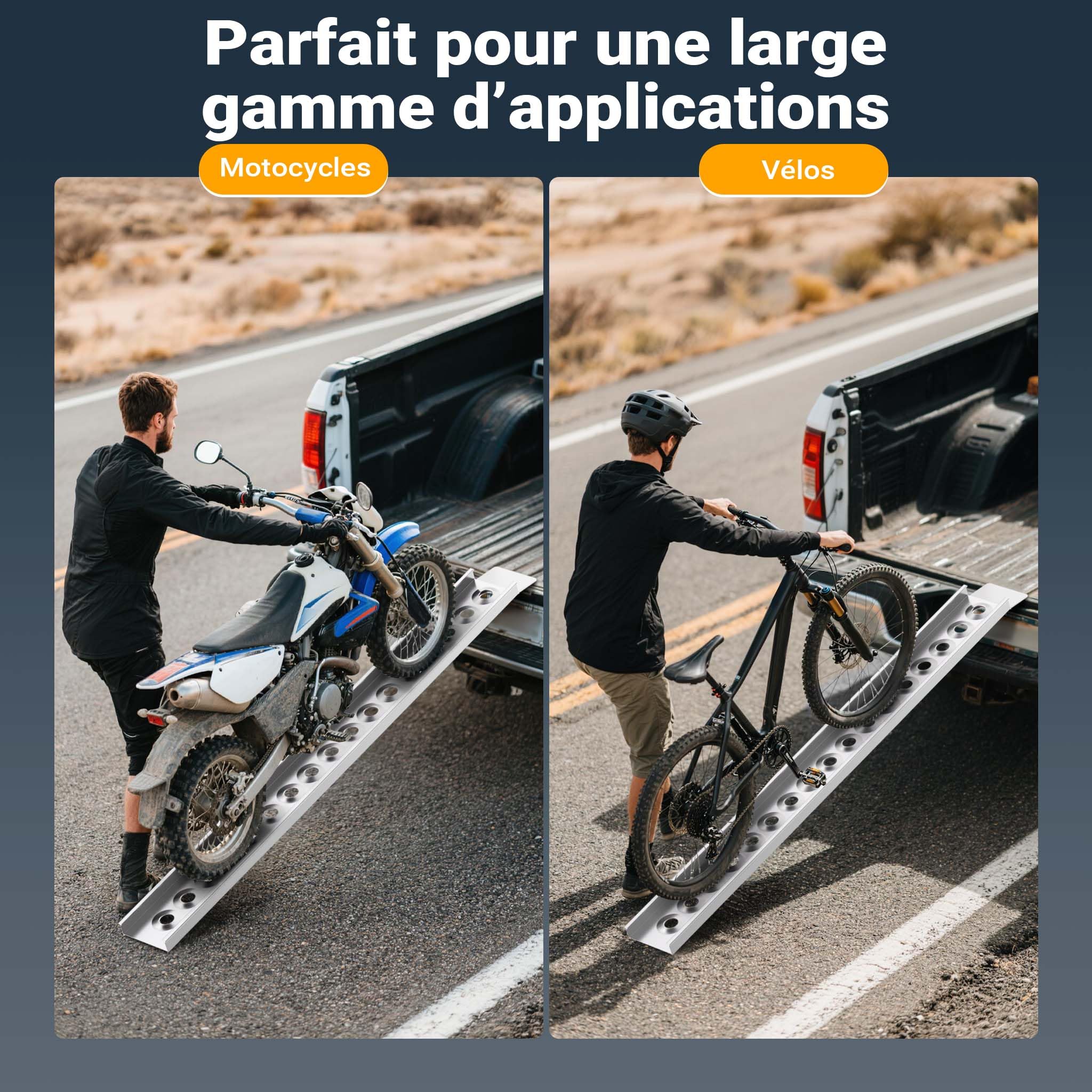 Wiltec Rampe de Chargement 1630 x 158 mm – capacité de Charge Max. 180 kg – Profil à Trous – en Aluminium – Rampe d'accès Utilitaire Moto ATV Quad remorque