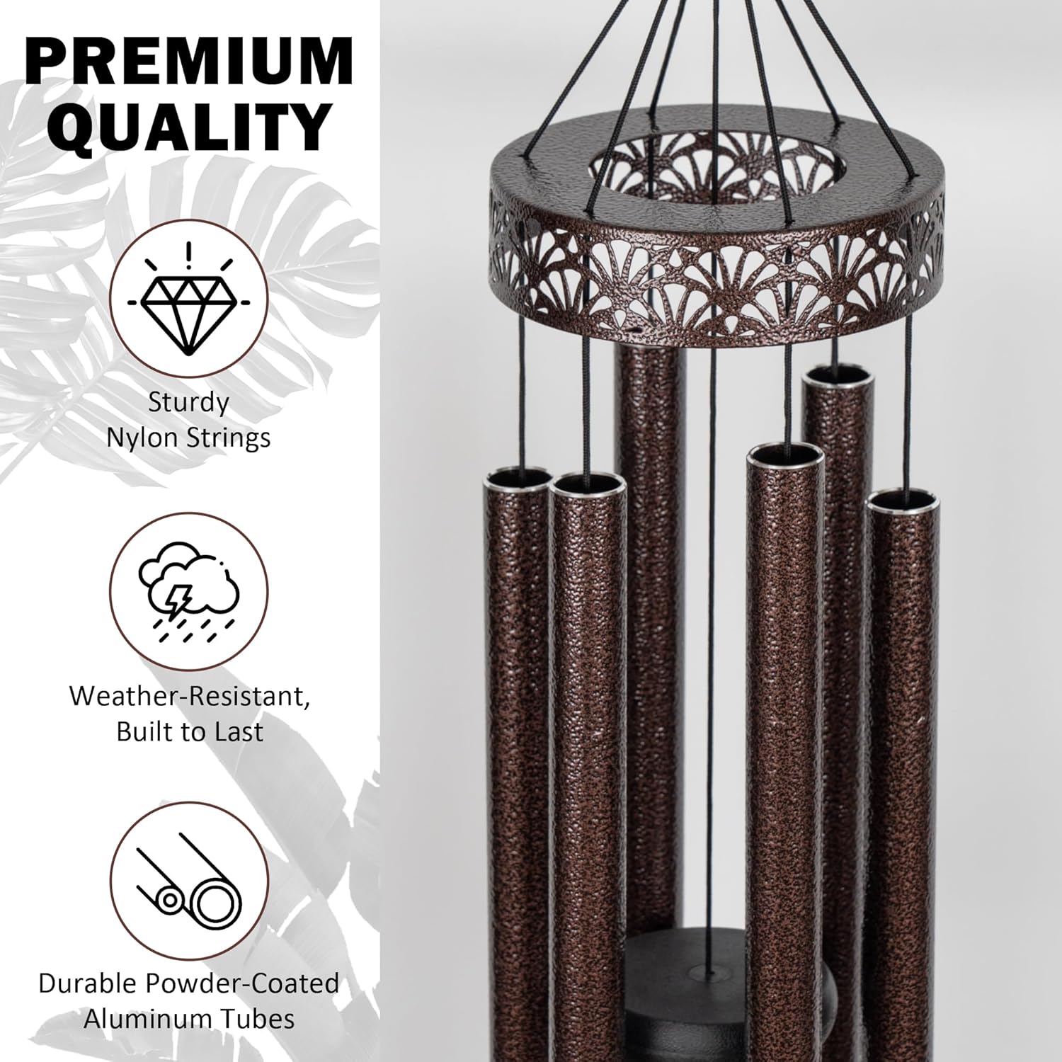 Vanquer Wind Chimes for Outside Deep Tone - 38'' Wind Chimes Outdoor Clearance, Deep Tone, Soothing, Windchimes Outdoors, Memorial, Sympathy, Garden Patio Yard, Home Décor (38" Bronze) - Image 4