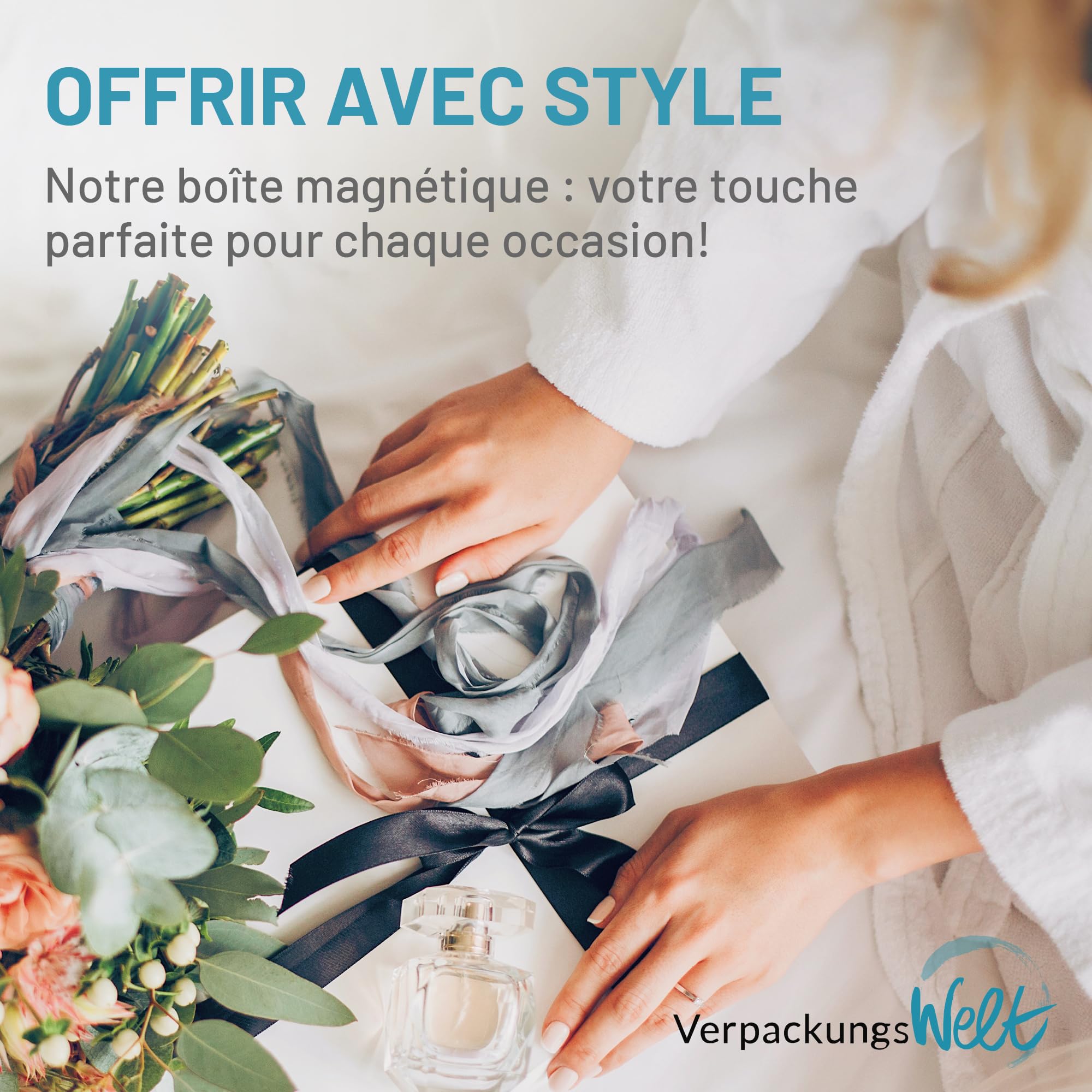 Boîte Cadeau avec Couvercle - 31x22x5 cm - Coffret Carton avec Fermeture Magnétique - Idéal pour Anniversaire, Mariage, Noël, Naissance - Emballage en blanc pour Présent - Pack de 10