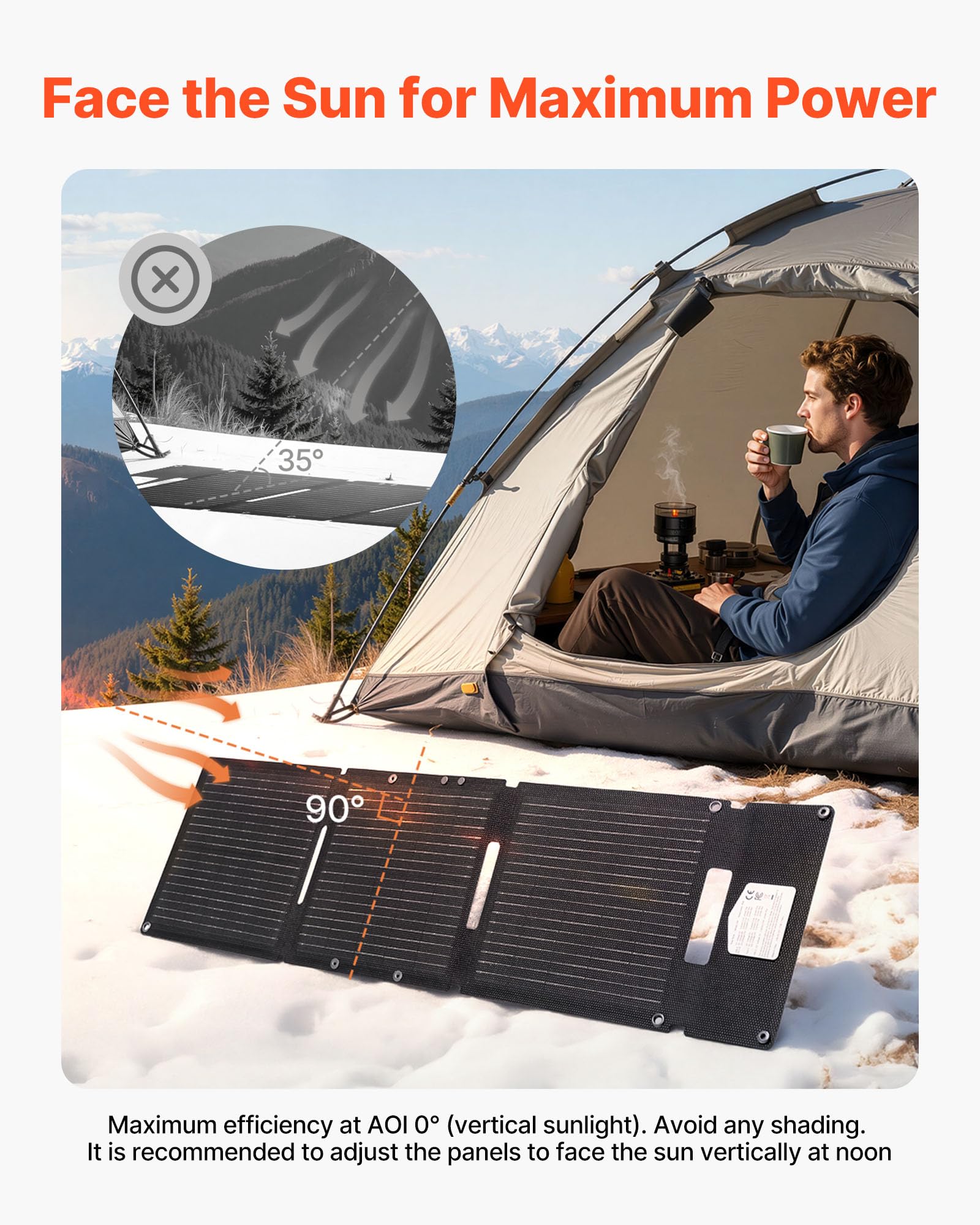 VEVOR Placa Solar Plegable 30W, Panel Solar Monocristalino Portátil, 3 Puertos USB-A y USB-C, IP65 Impermeable, Cargador para Tablets Móviles Power Bank, Energía para Camping Senderismo Autocaravanas