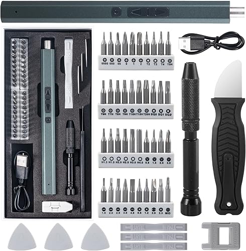 Paddsun Destornillador eléctrico, 51 en 1, pequeño juego de destornilladores de precisión recargables inalámbricos con 40 puntas de precisión