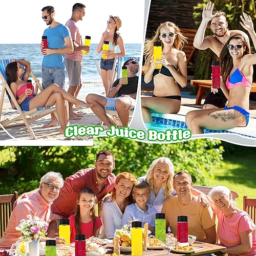 Miniatura 3 de 26 botellas de plástico transparente con tapas negras, 12 oz/ 11.8 fl oz, juego de recipientes de bebida reutilizables para el hogar, oficina,