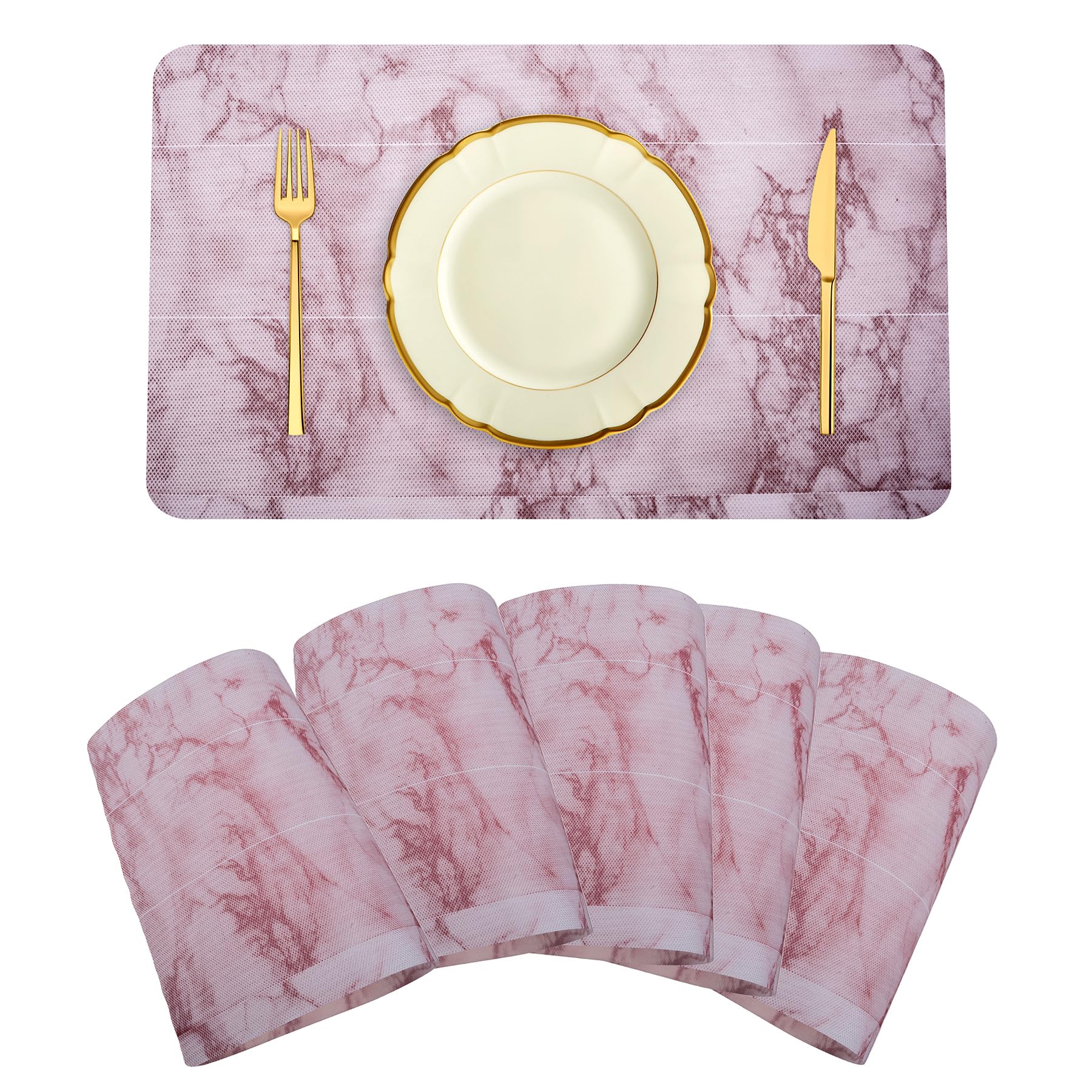 Heart Home Placemat | Placemats for Dining Room | Anti-Slip Table Mat Set | Placemats for Kitchen Table | Dining Table Placemats | Marble Placemat | 6 Piece Set | Pink (B0CLGWCLDP) Amazon Price History, Amazon Price Tracker