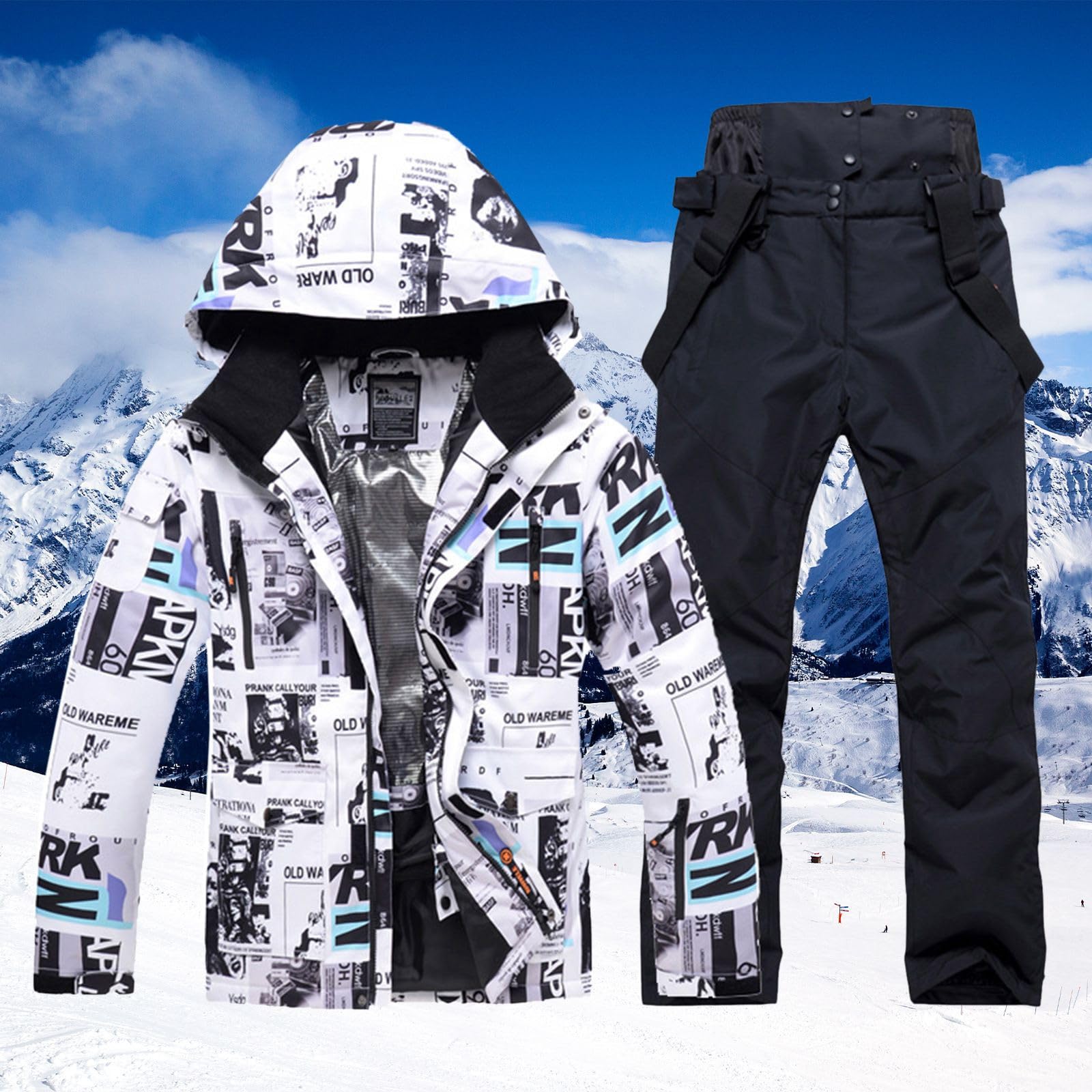 Ensemble Jogging Homme - Ensemble Vestes Et Pantalons De Ski Pour Hommes Et Femmes Combinaison De Neige IsoléE Coupe - Vent Manteau De Neige Chaud D'Hiver Pour Snowboard Cardigan Zippé Pour Homme