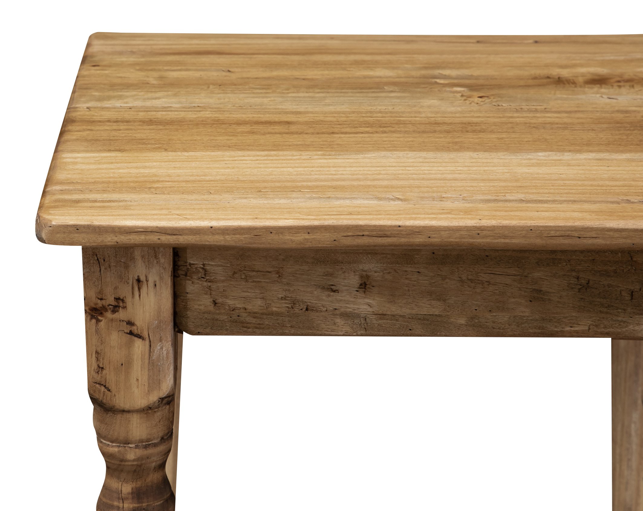 Biscottini Tavolo Quadrato In Legno Massello Di Tiglio - Stile Country – Stile Shabby - Struttura e Piano Naturale L 70 x PR 70 x H 78 cm