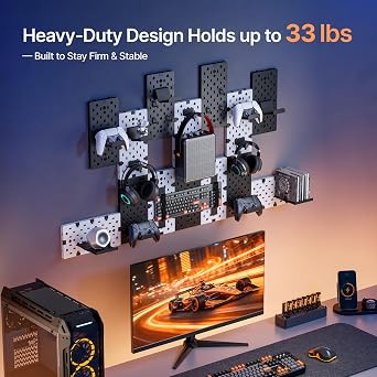 PEGZONE Controller and Headphone Holder Wall Mount, 14pcs, Black & White
