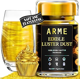 Arme Edible Glitter Gold,100% Food Grade Edible Gold Dust, Luster Dust Drink Glitter for Cocktails, Drink Glitter Edible Dust, Biscuits, chocolates, cakes, Vegan/No Taste(0.53oz/15g,Super Gold)