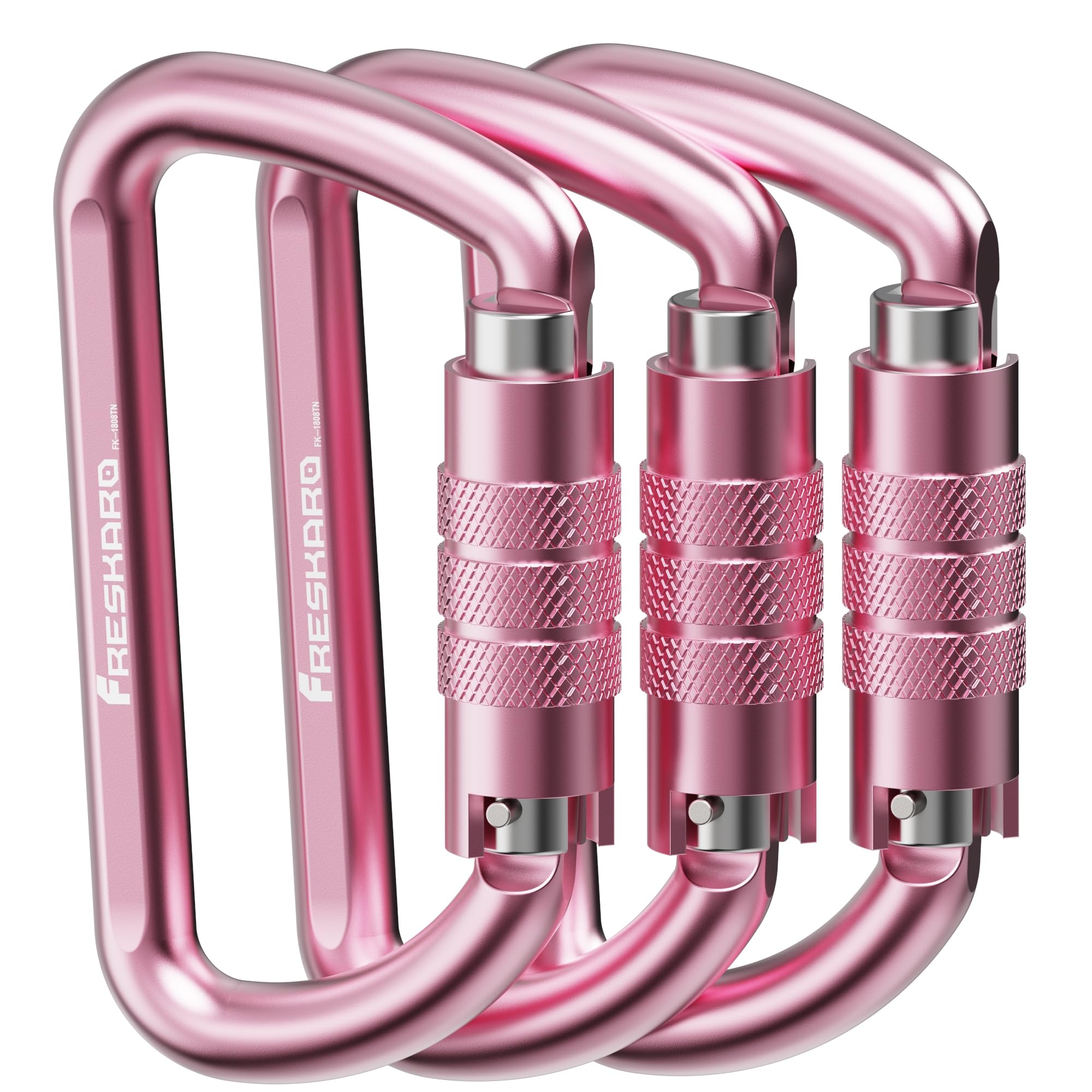 FresKaro 3inch 12kN-2698lbs Auto Locking Carabiner Clips, Solid D Shape, Heavy Duty 7075 Aluminum, Lightweight 1.09oz, Rust Proof, for Hammock, Hiking, Dog Leash, Keychain etc., Multi-Colors