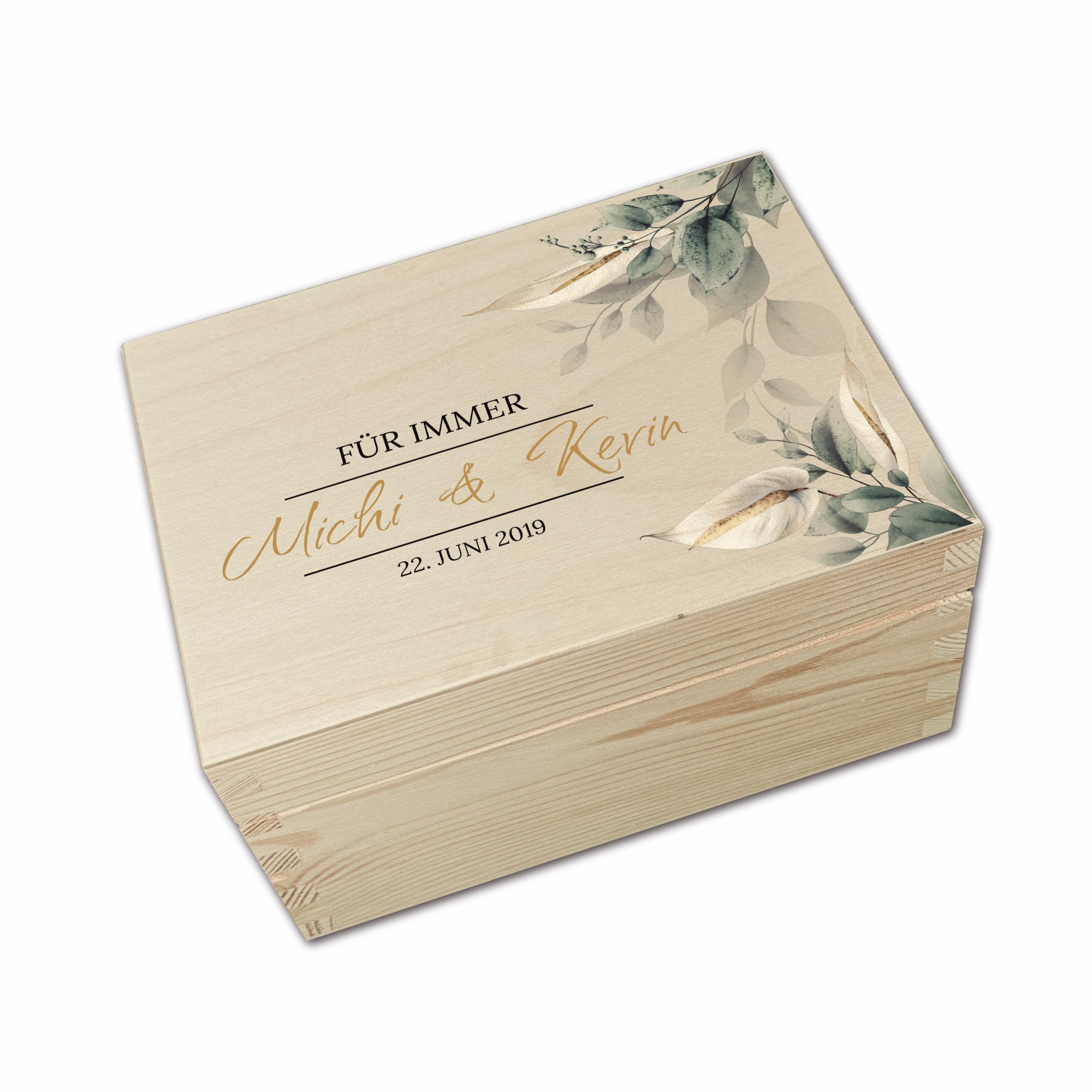 Yuweli Erinnerungsbox - Für Immer | Liebesgeschenk | Geldgeschenk Verpackung Hochzeit Geldbox | Schatzkiste Hochzeit | Geschenkbox Liebe | Liebes Geschenk Holzkiste | Hochzeitsgeschenke (Flowers3)