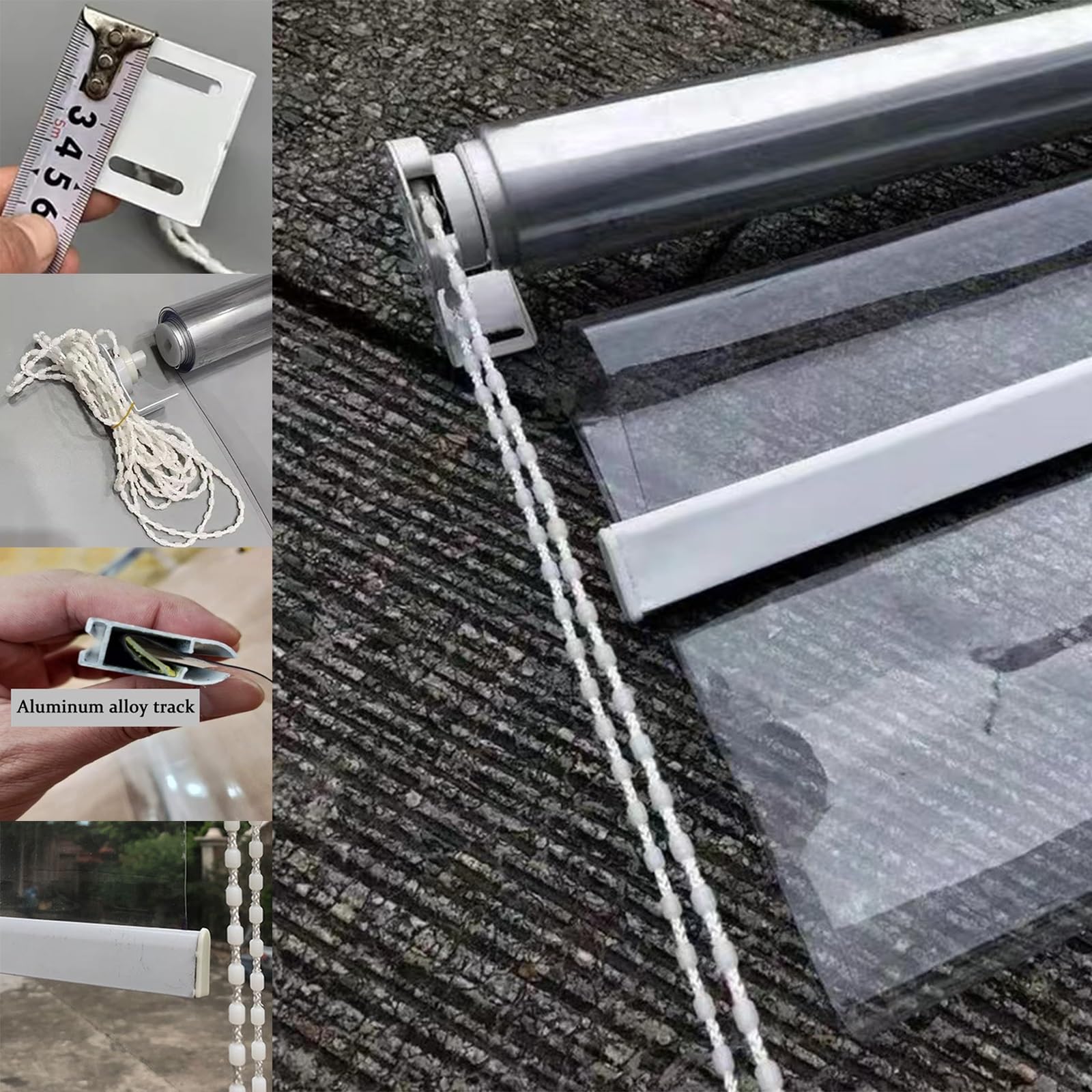 Tende a Rullo Impermeabili in PVC Trasparente ,Plastica in Pvc Tapparella Avvolgibile 0,5mm,Tapparella Avvolgibile Trasparenti for Giardino,con Raccordi e Catena(W100*H220cm/W39.37*H86.61in)