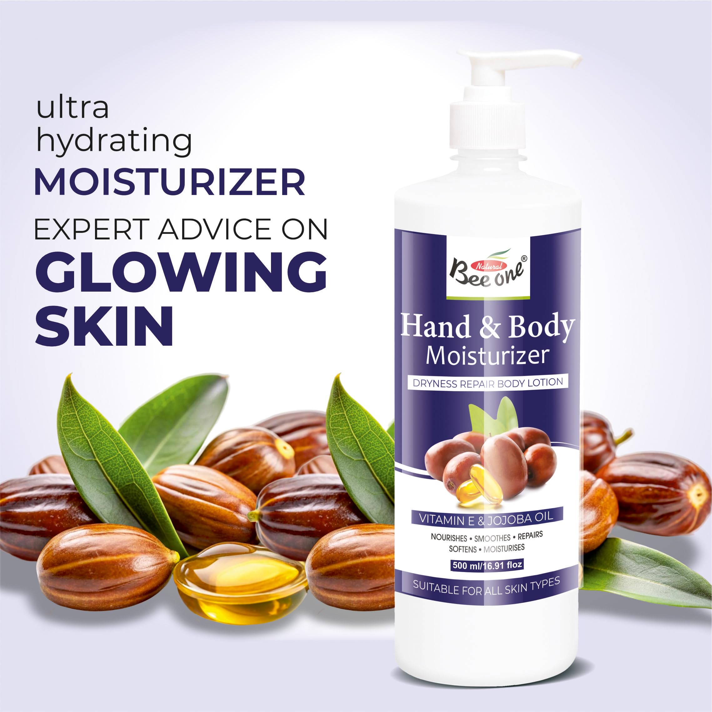 Bee One 24hr Moisture Lock Hand & Body Lotion | For Soft and Supple Skin (Pack of 2) | 500ml x 2= 1000ml 1