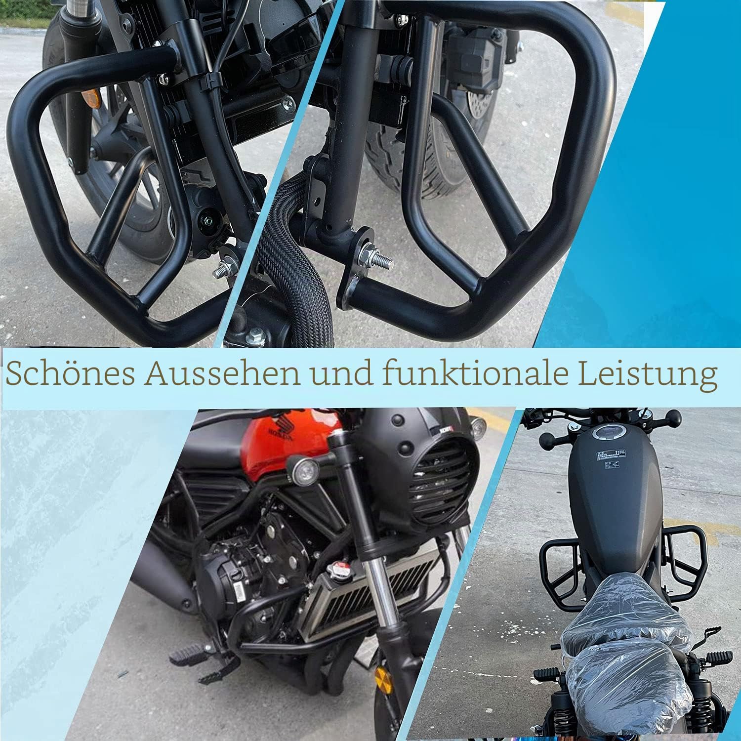 Motor Schutz Crash Bar Stoßstange Rahmen Schutz Compatible with Rebel 500 Rebel 300 CMX 300 500 CMX300 CMX500 Rebel 500 2017 2018 2019 2020 2021 2022 2023 2024