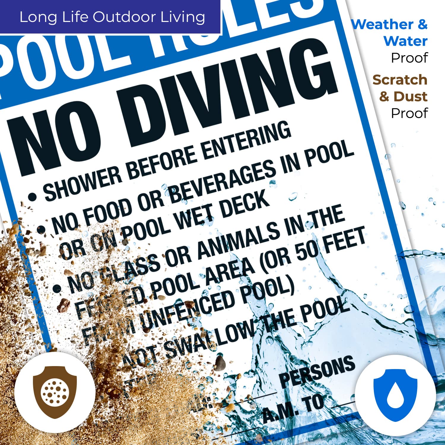 Florida Pool Rules Sign, Complies with State of Florida Pool Safety Code, 24x30 Inches, Rust Free .063 Aluminum, Fade Resistant, Made in USA