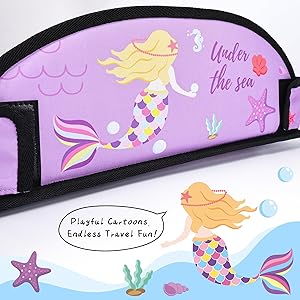 WENRENER Kids Travel Tray for Airplane - Toddler Car Seat Table Tray, Road Trip Essentials for Boys & Girls, Carseat Lap Desk for Kids Road Trip Activities (Purple Mermaid)