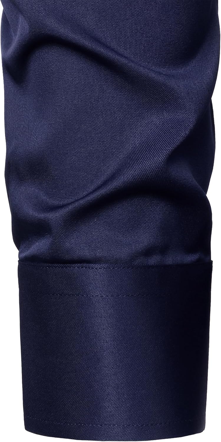 ZEROYAA Men's Business Formal Slim Fit Long Sleeve Button Up Dress Shirts with Pocket - Image 2