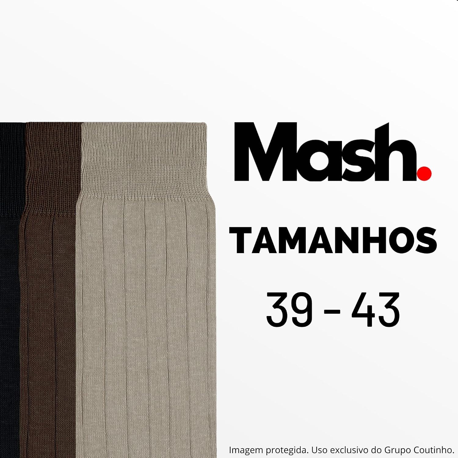 Kit 6 Pares de Meia Social Algodão Canelado Mash Masculina
