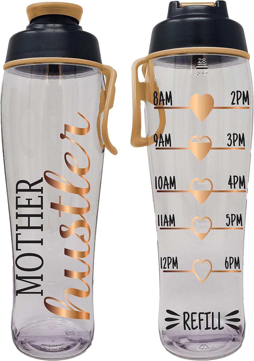 50 Strong BPA-free Reusable Water Bottle with Time Marker, 30 Ounces (Mother Hustler)