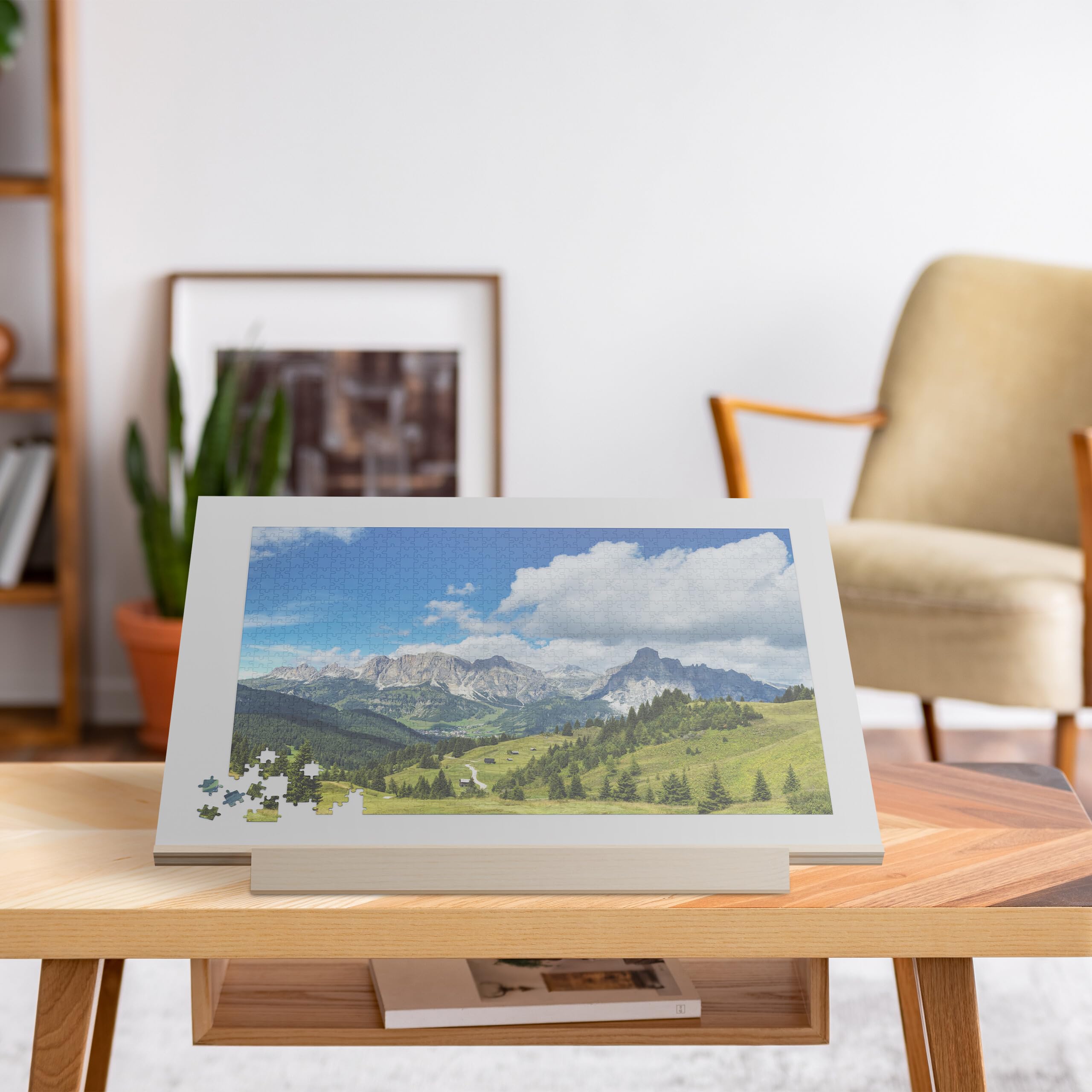 Relaxdays Tablero para Puzzles con 2 Cajones, Organizador Rompecabezas de 1000 Piezas, Inclinable, Madera, Natural/Gris