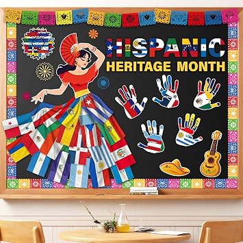 Hispanic Heritage Month Decorations, Hispanic Heritage Month Bulletin Board, Motivational Inspirational Spanish Classroom Decor, Spanish Classroom Bulletin Board Decorations