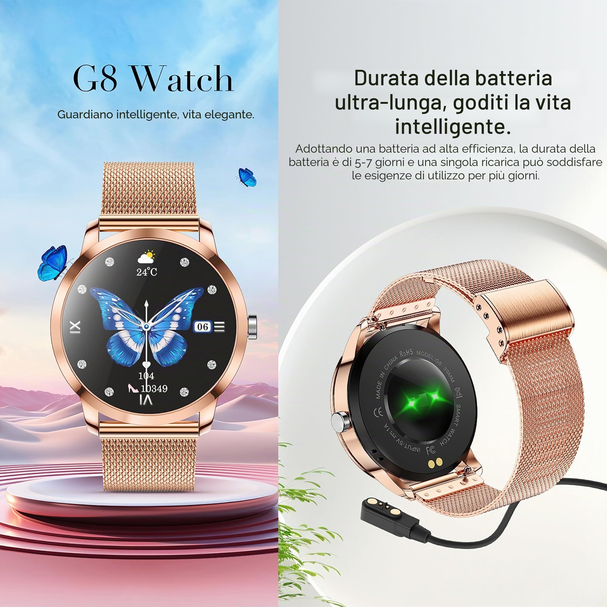 1,27" Smartwatch Donna Chiamate e Risposta Bluetooth, 3 Bracciali, 123 Sport Smartwatch Cardiofrequenzimetro Pressione Sanguigna Monitoraggio del Sonno Orologio Fitness per Android iOS (dorato)