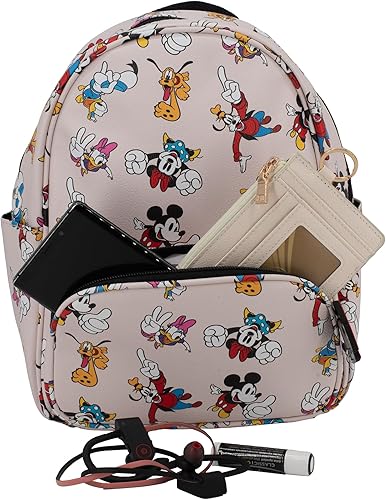 Miniatura 5 de Disney Mickey, Minnie & Friends Mini mochila con estampado completo y moldeado icónico pantalones de Mickey colgante, 10.5 pulgadas, correas