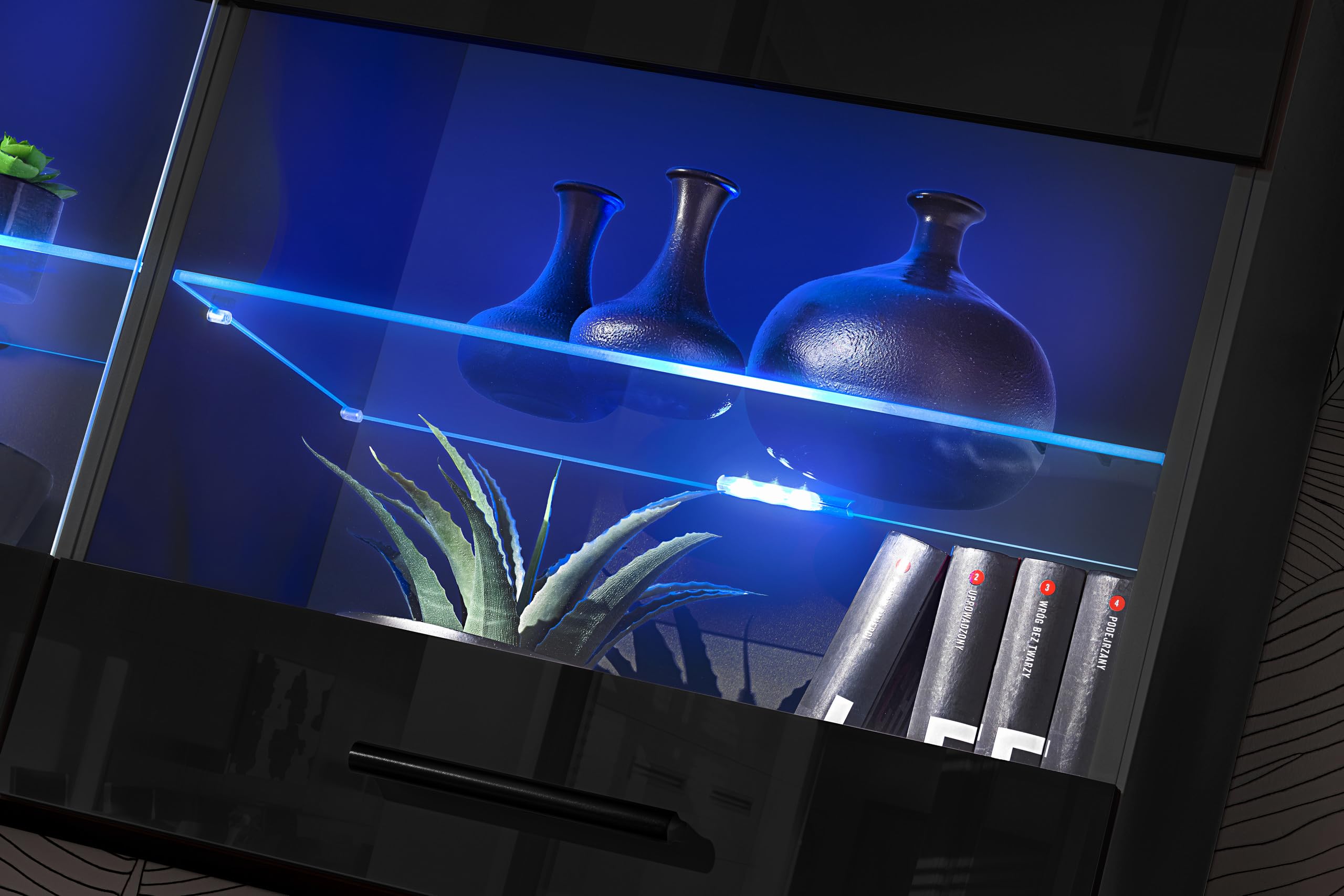 Komodee Vitrine Savona A2 Schwarz/Schwarz 100x50x30 cm