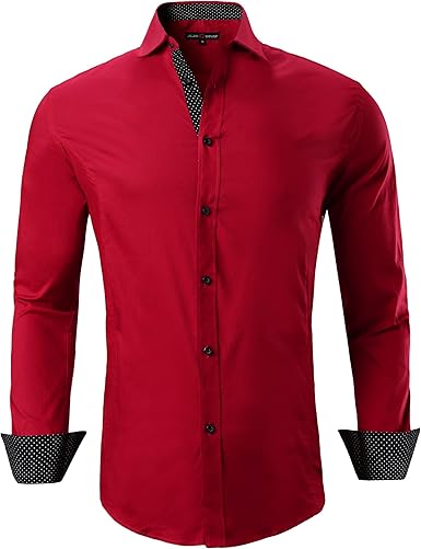 Alex Vando Mens Dress Shirts Regular Fit Long Sleeve Stretch Business Dress Shirts for Men