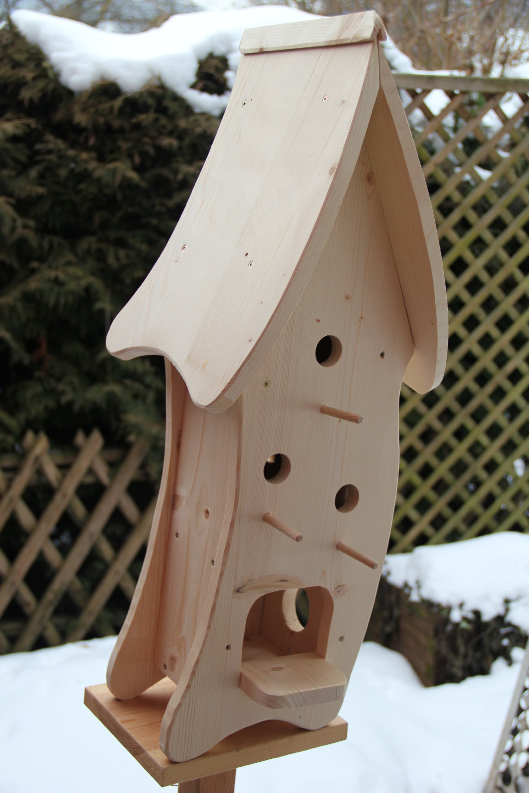 Nido XXXL (N4) decorativo en forma de casa con comedero de pájaros, con el procesamiento más limpio, decoración de jardín