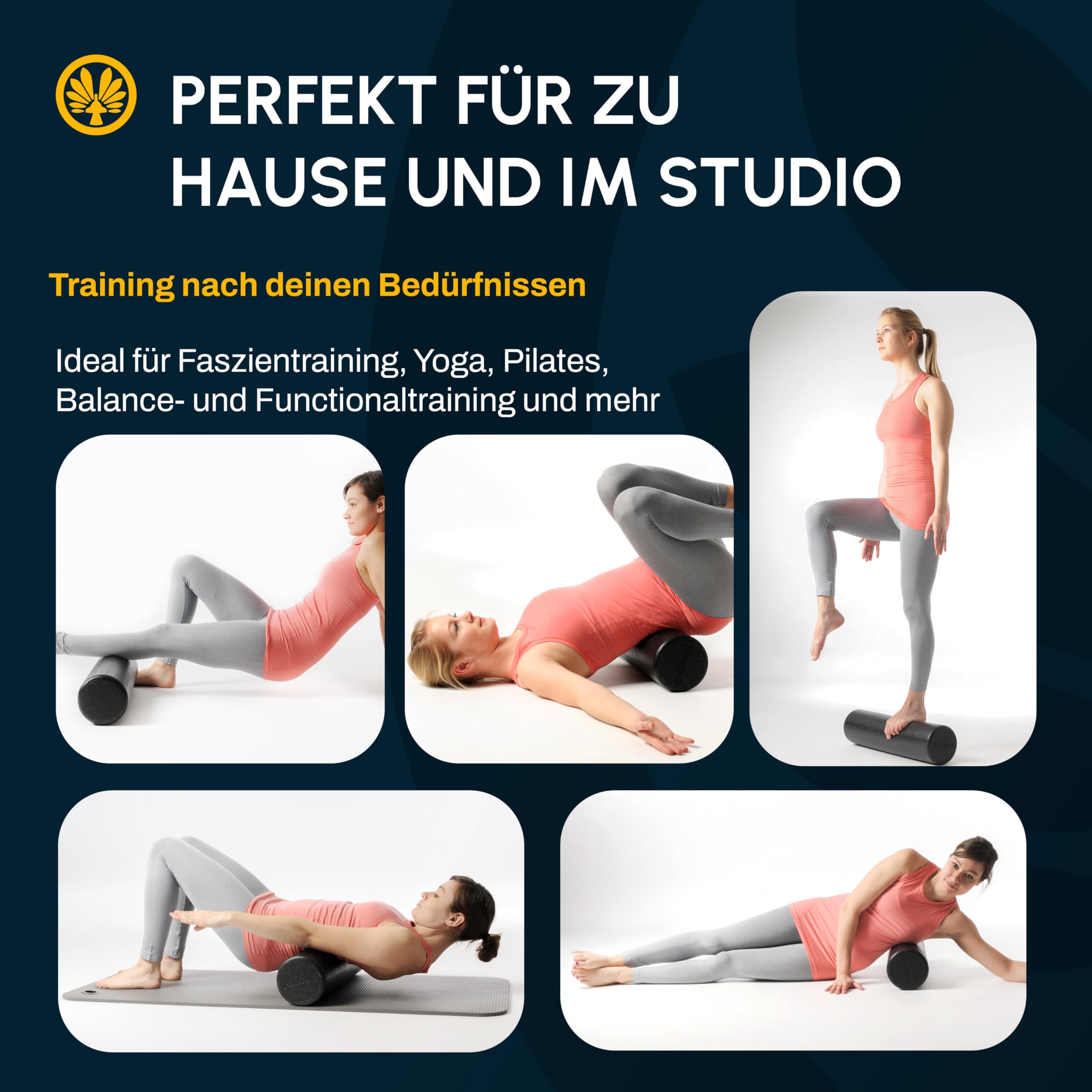 Oliver – Faszienrolle PRO 60cm zur aktiven Behandlung von Muskeln, Verspannungen & Triggerpunkten – Massagerolle für funktionales Training & zur Selbstmassage – Fitnessrolle für Rücken & Beine