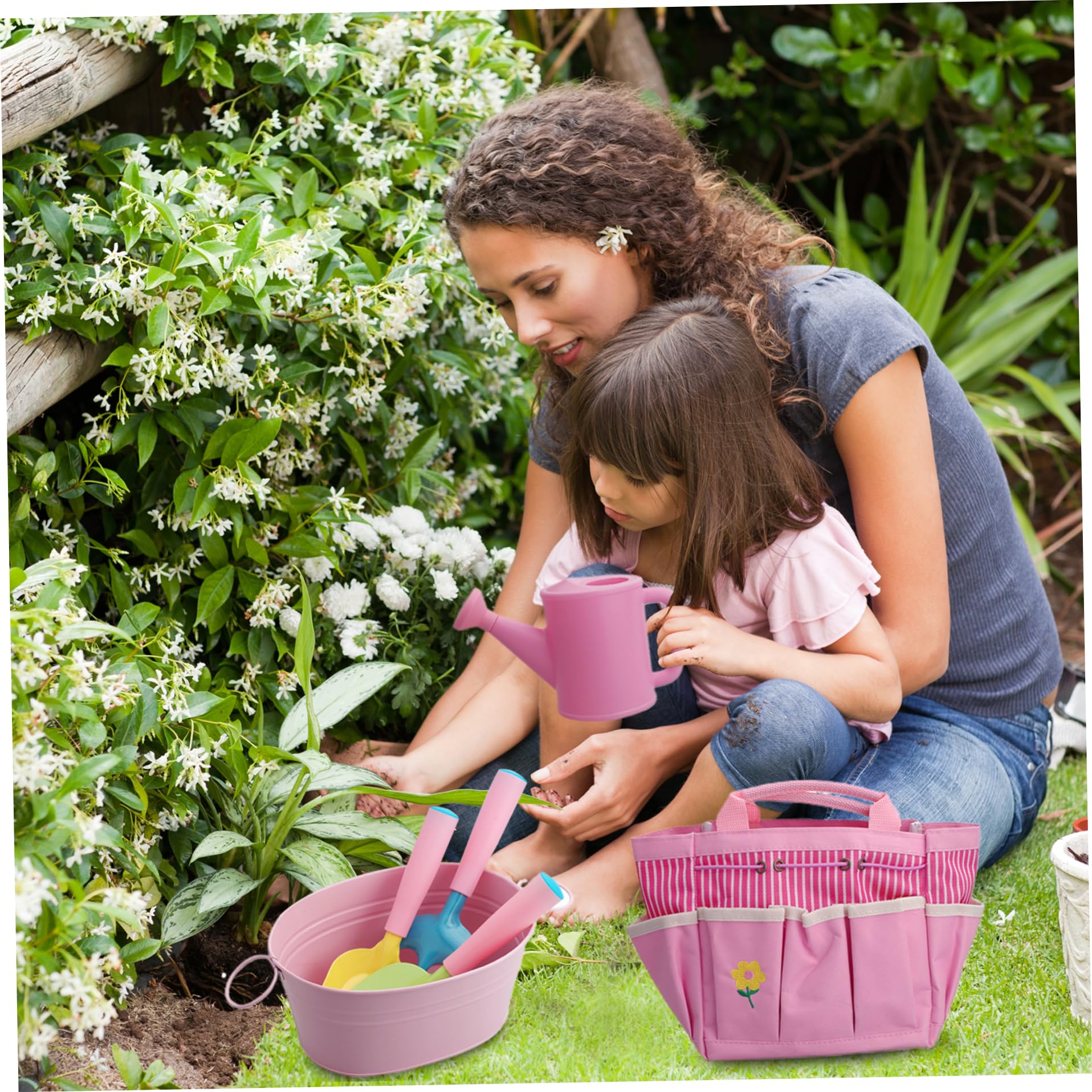 Juego de Herramientas de jardinería para niños pequeños, Pala, rastrillo, Olla, Delantal, regadera, Bolso de Mano Educativo, 11 Uds.