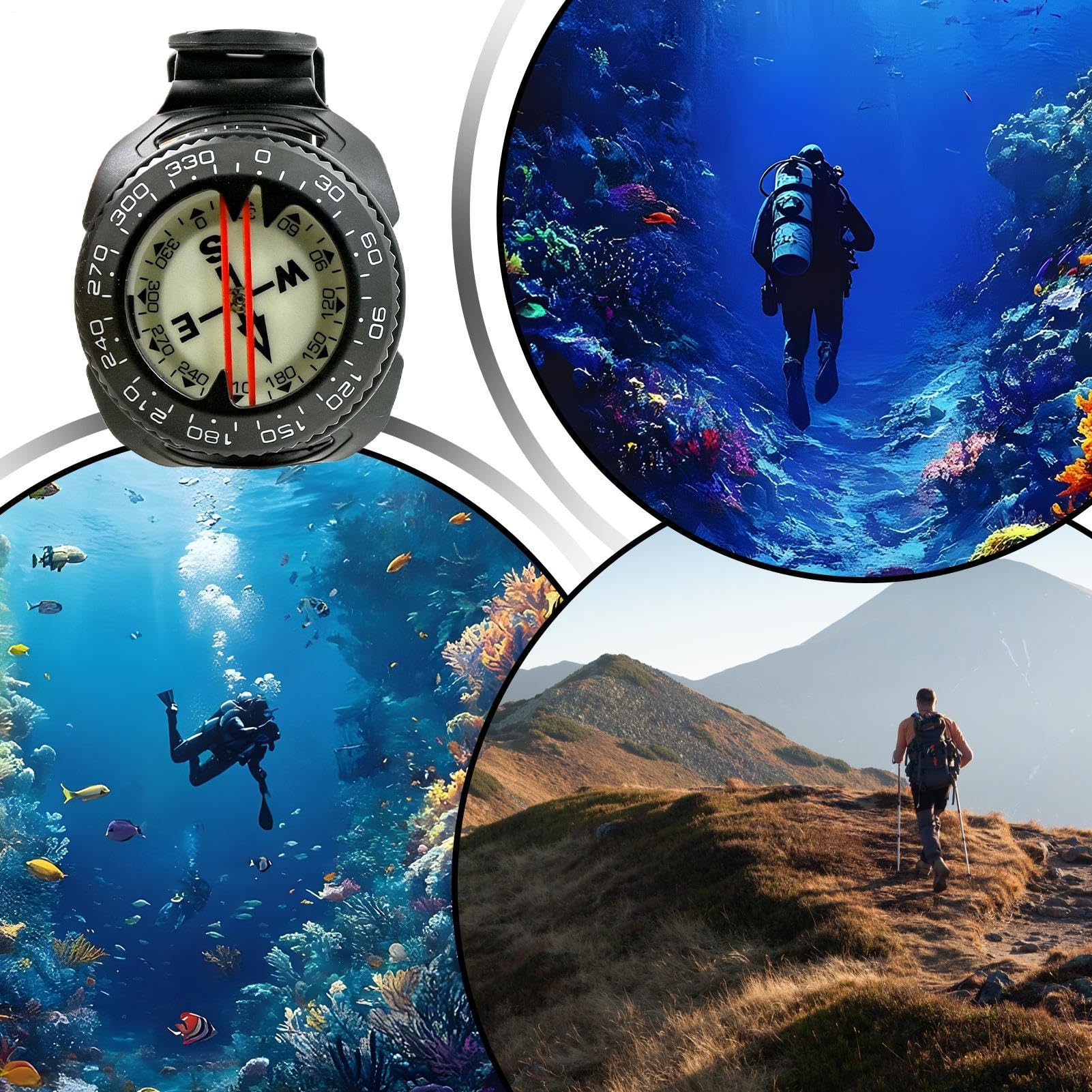 Dive Compass - Herramienta De Navegación Submarina | Reloj Brújula, COM-Pass Luminoso Preciso para Senderismo, Kayak, Orientación, Buceo, Supervivencia