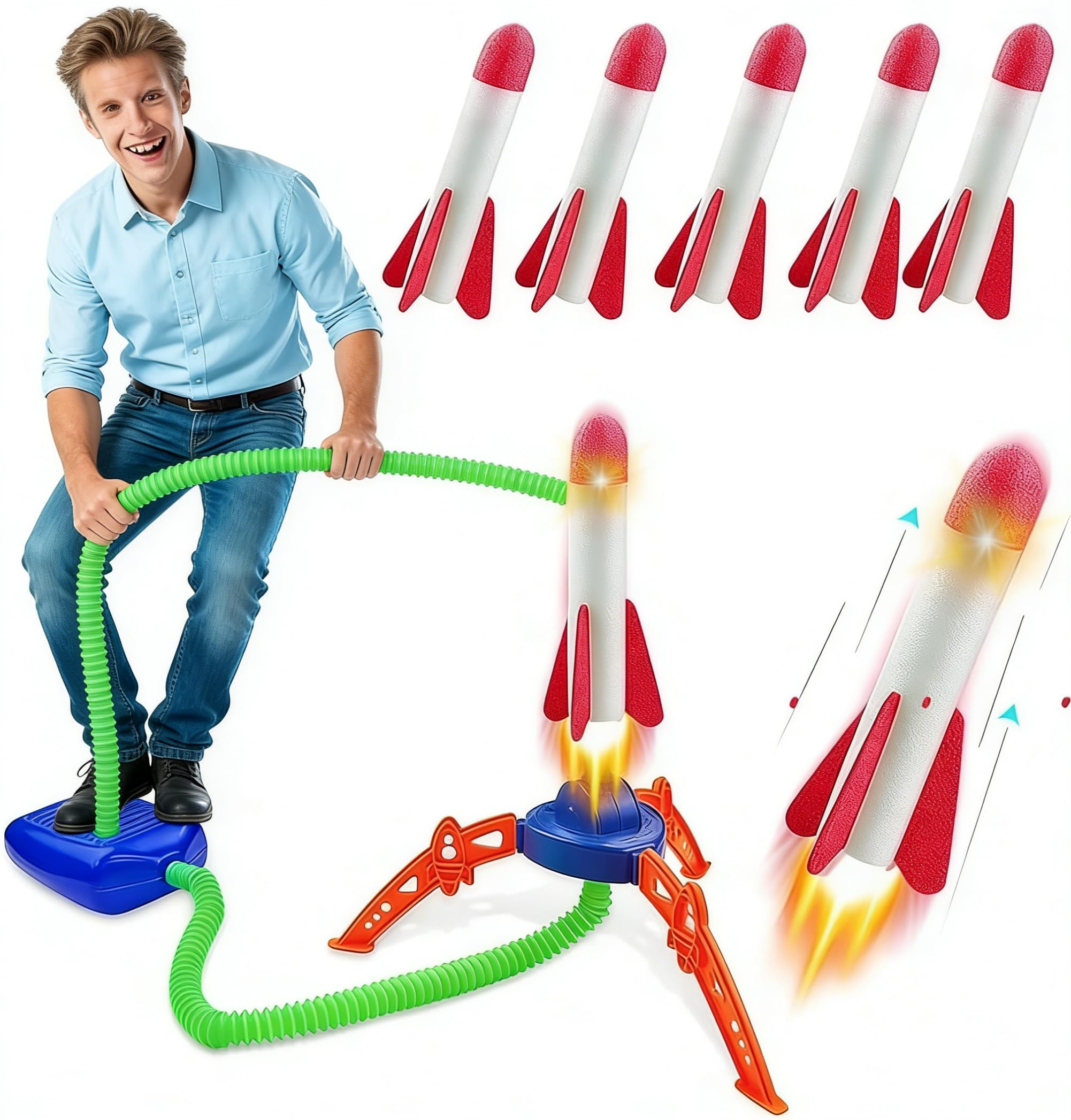 Jeu De Fusée Dinosaure Joellfuner Avec Pompe De Lancement - 6 Fusées Mousse - Cadeau Enfant