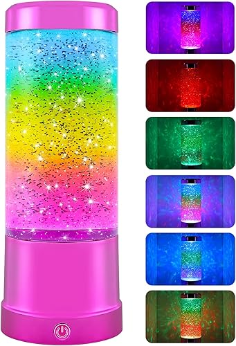 SENCU Lámpara LED de purpurina líquida, luz nocturna relajante con función de cambio de color, iluminación relajante para fiestas, hogar, oficina,