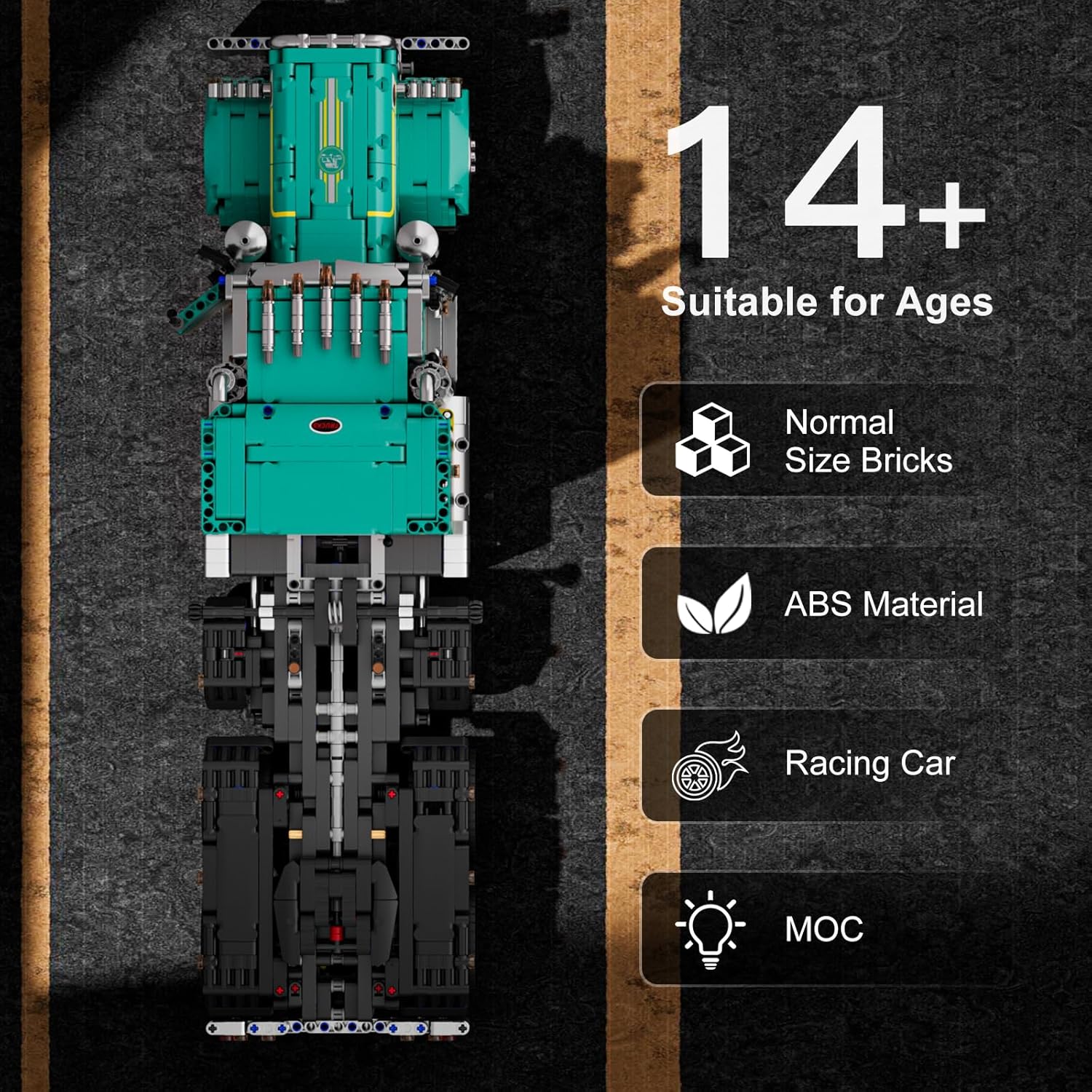 Mould King RC Semi Truck Toys Building Sets, American Truck Toy for Aged 14+, 13201 Realistic Tractor Model with Motor, Heavy Equipment Transporter Build and Display Blocks Kits (2064 Pieces)