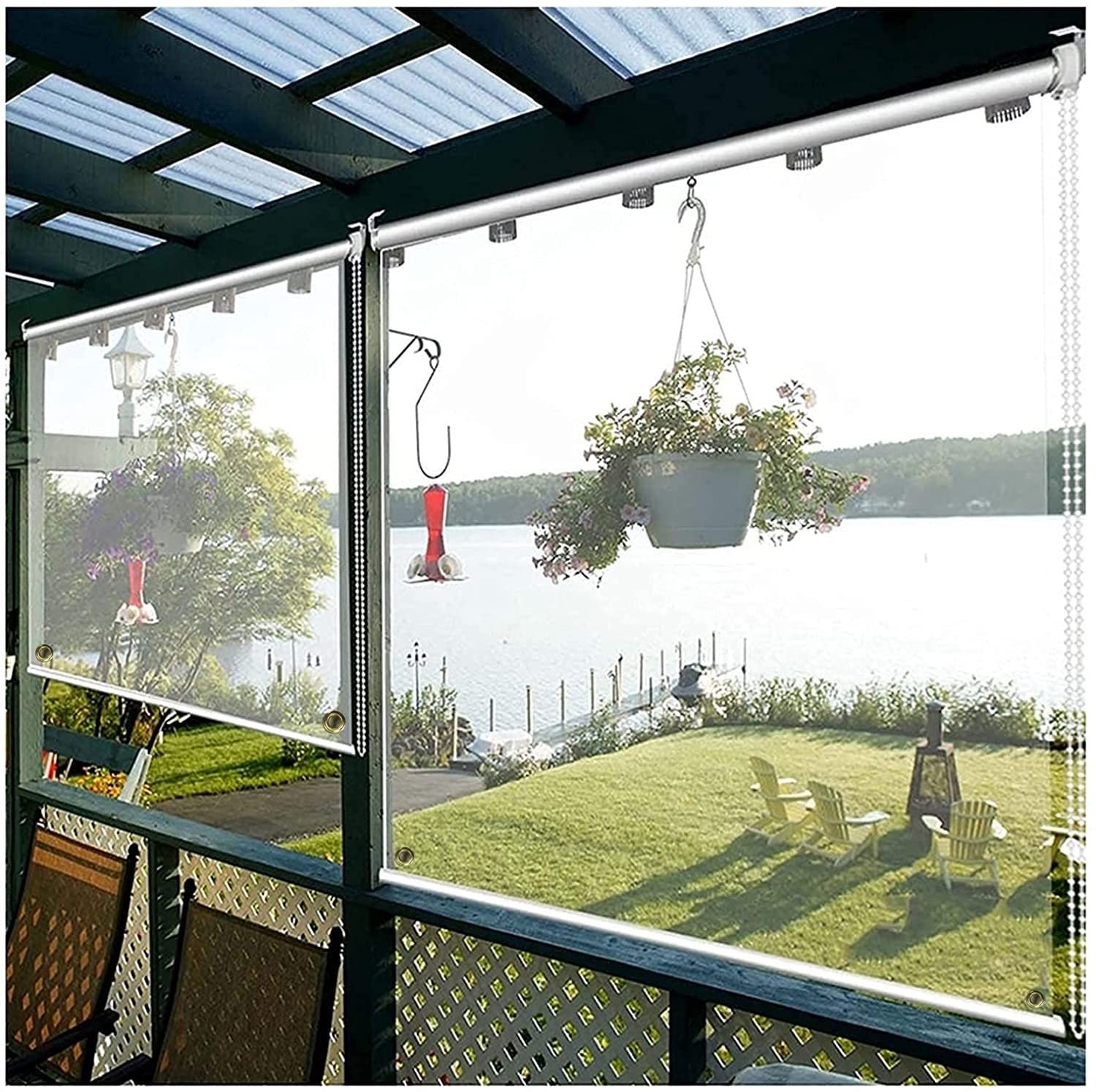 Tenda avvolgibile in PVC trasparente per balcone, pergola, impermeabile e antivento, avvolgibile, larghezza 65/85/105/125/145/155 cm