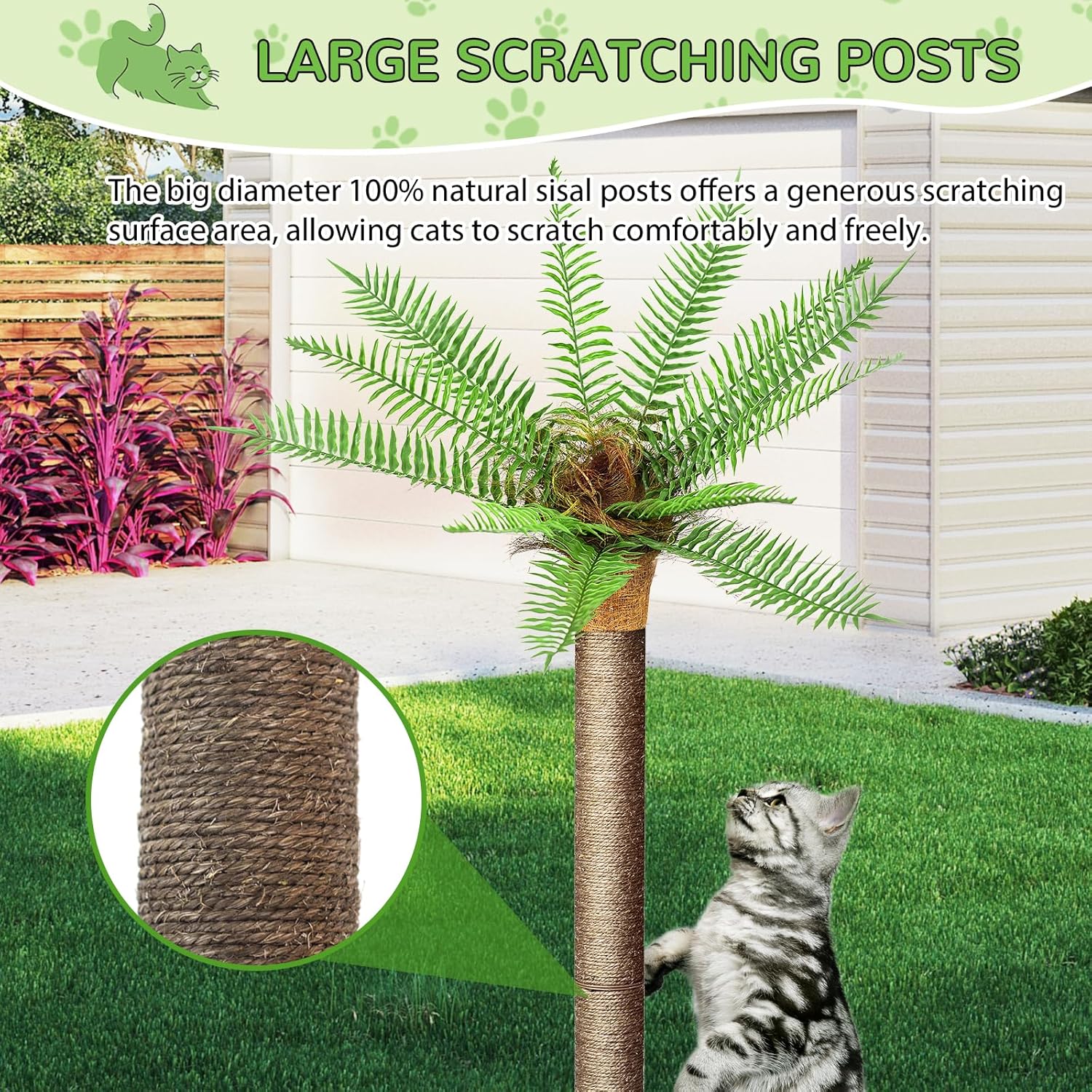 review 4ft Outdoor Weatherproof Artificial Palm Tree with Natural Sisal Scratching Posts for Cats