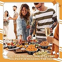 Vista 4 de Gejoy 50 cuencos de plástico negros de 23 onzas, desechables pero reutilizables, platos de ensalada y postre para servir el 4 de julio, bodas