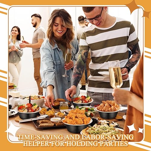 Miniatura 4 de Gejoy 50 cuencos de plástico negros de 23 onzas desechables para aperitivos, ensalada y postre, platos para servir el 4 de julio, boda, cumpleaños,