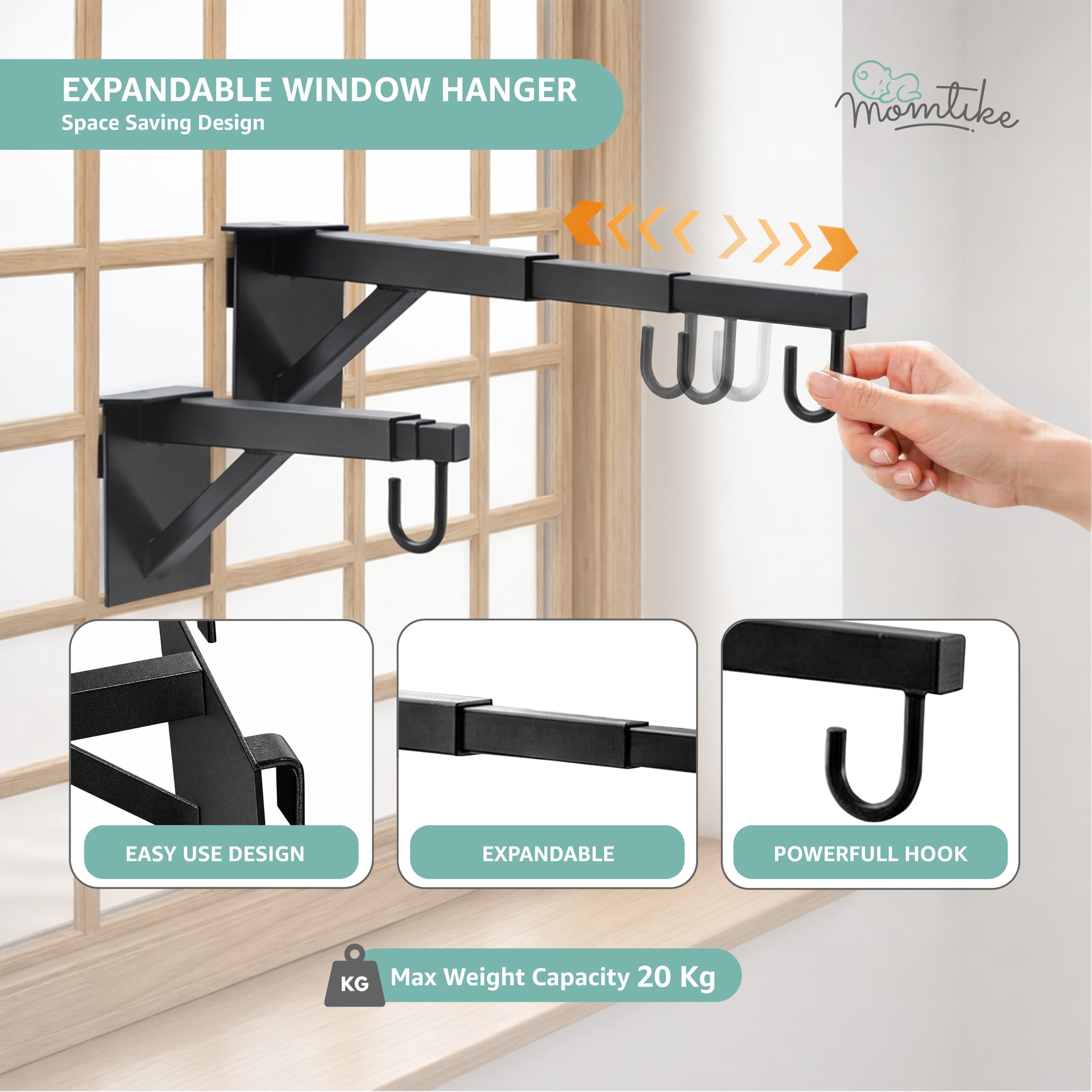 Momtike Baby Swing Cradle, Foldable Window Hanger with Sliding Lock, Hanger Spring, Mosquito Net & Pad with Insert Pocket, Jhoola, Thottil, Joli, Jokali, Onjal (Maroon) 3