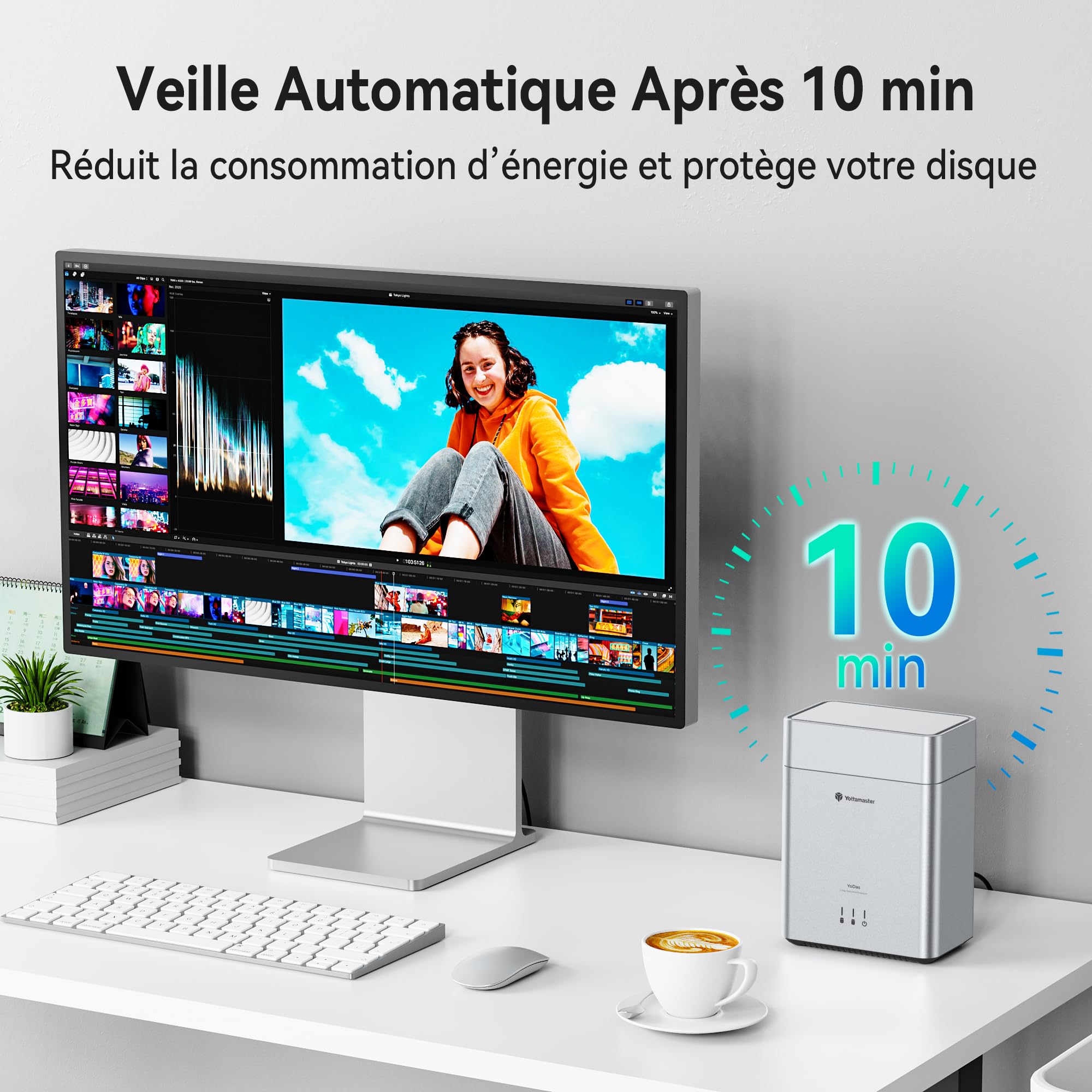 Yottamaster 2 Baies Boitier Disque Dur Externe, 3.5 HDD 5Gbps Couvercle Magnétique, Installation sans Outil, Jusqu’à 24 to × 2, Ventilateur Intégré de 60mm, Fonction Veille Automatique (sans Raid)