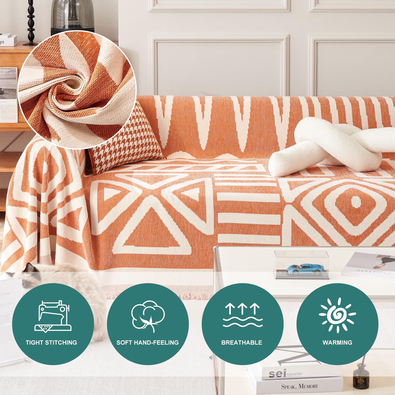 VanderHOME Multifunctional Chenille Tassels Sofa Throw Blankets,Throws for Sofa Blanket Bed Throw for Bedroom Couch, Travel - Image 2