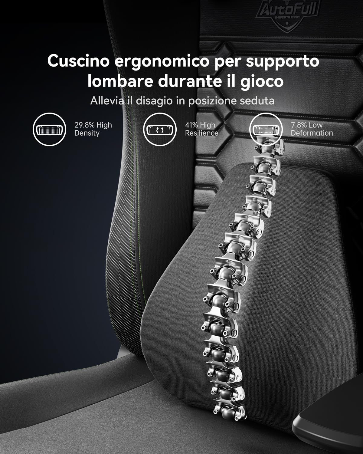 AutoFull C3 Sedia Gaming, Ergonomica Sedia da Gaming con Schienale Regolabile 155°, Supporto Lombare Ergo 3D, Poggiapiedi, Pelle PU - Design in Stile Racing (Nero)