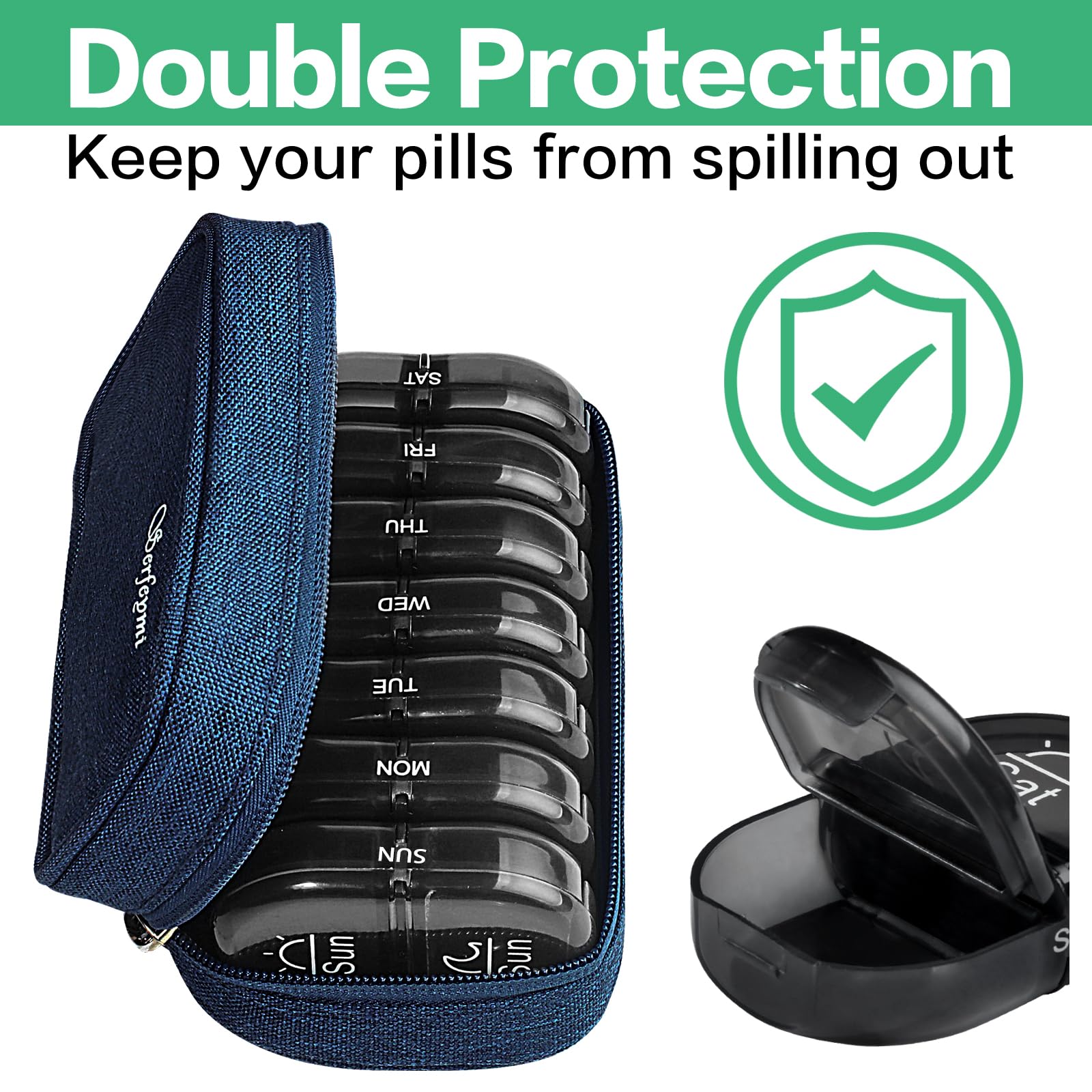 Snapklik.com : Serfeymi Weekly Travel Pill Organizer 2 Times A Day AM ...