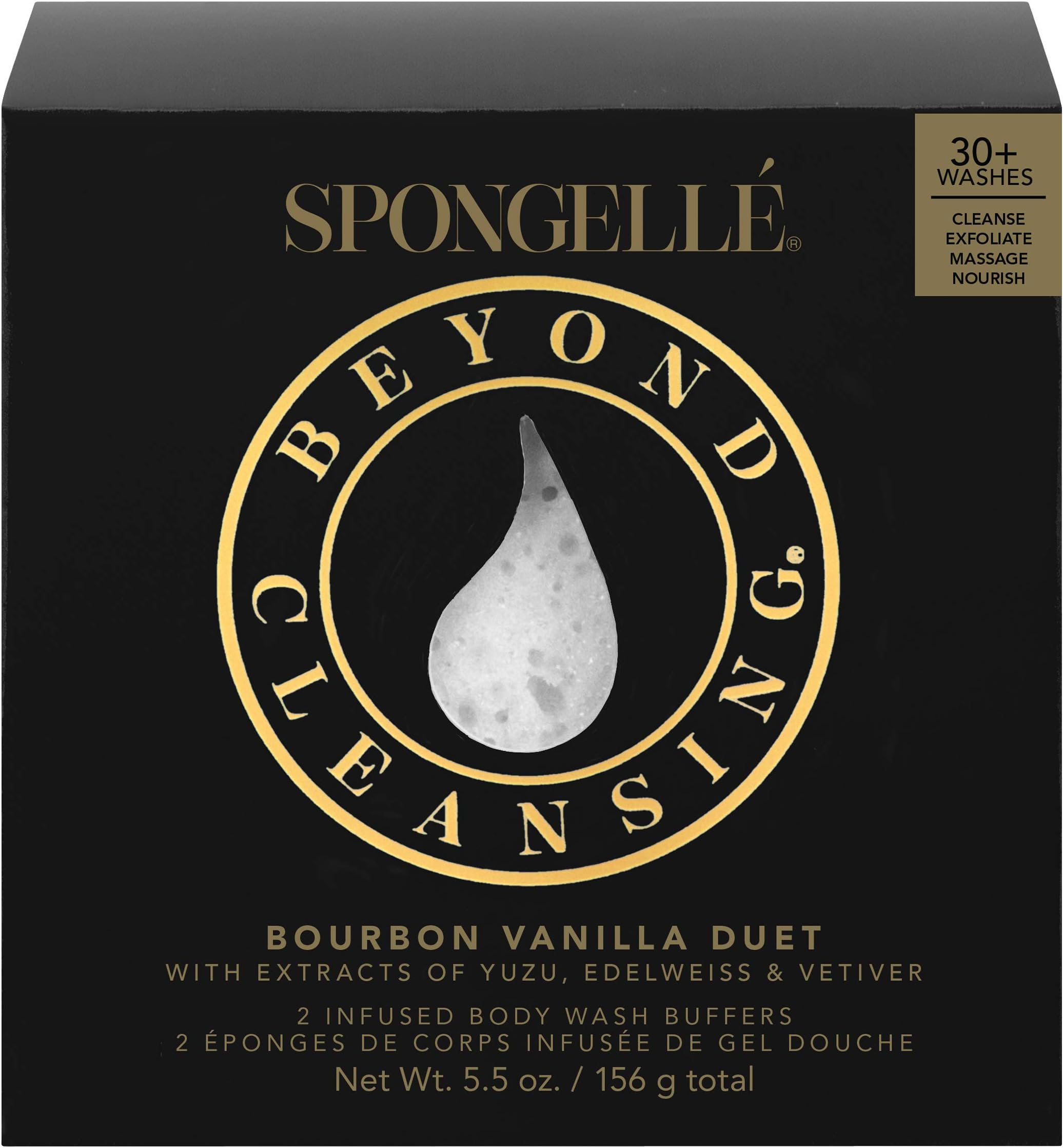 Spongelle Boxed Duo Bath Mitts and Cloths, Bourbon Vanilla